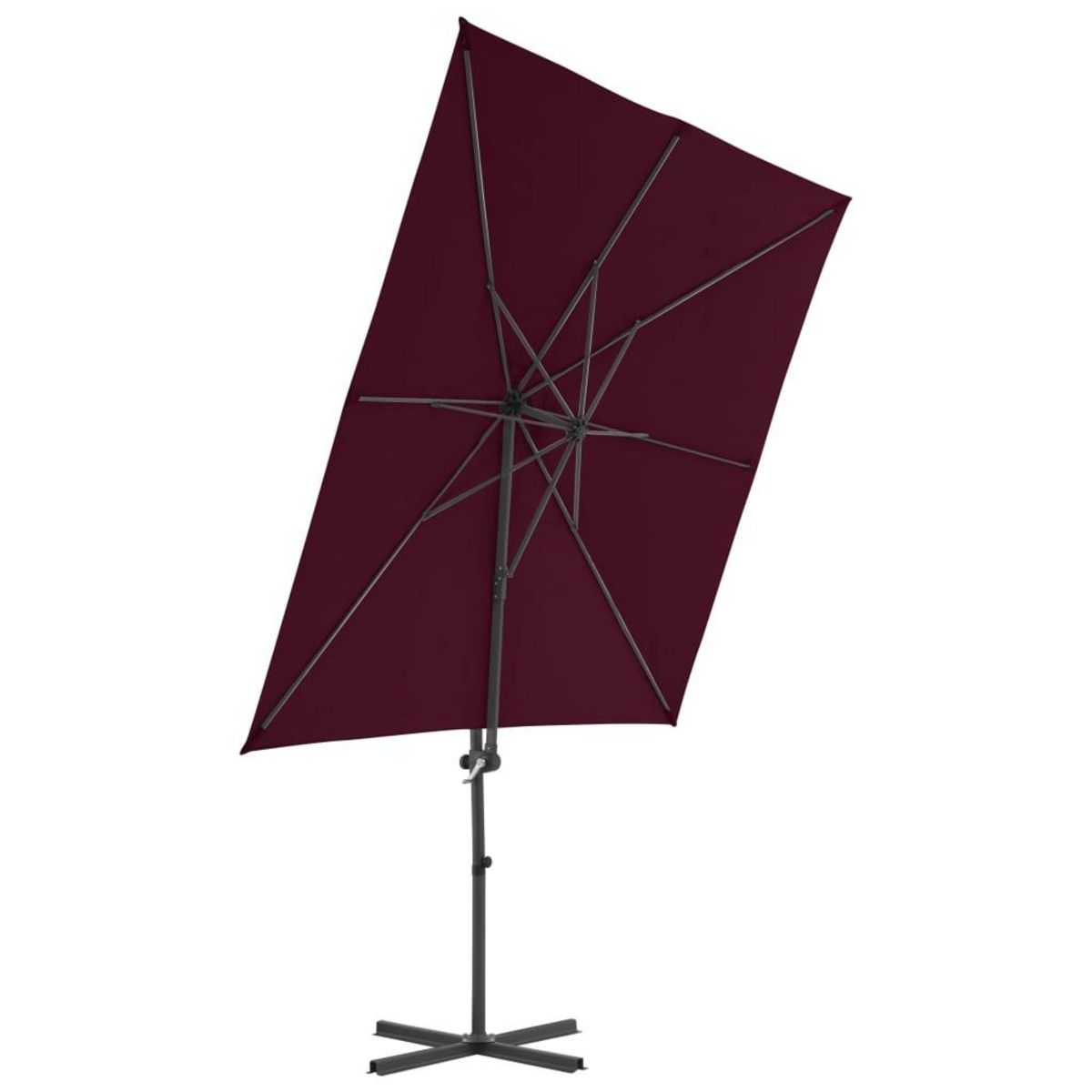 VIDAXL Parasol de jardin en porte-a-faux mat en acier rouge bordeaux