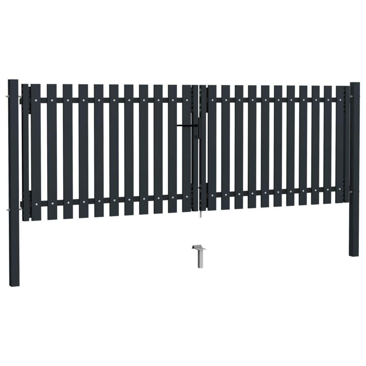 VIDAXL Portail de cloture a double porte Acier 306x125 cm Anthracite
