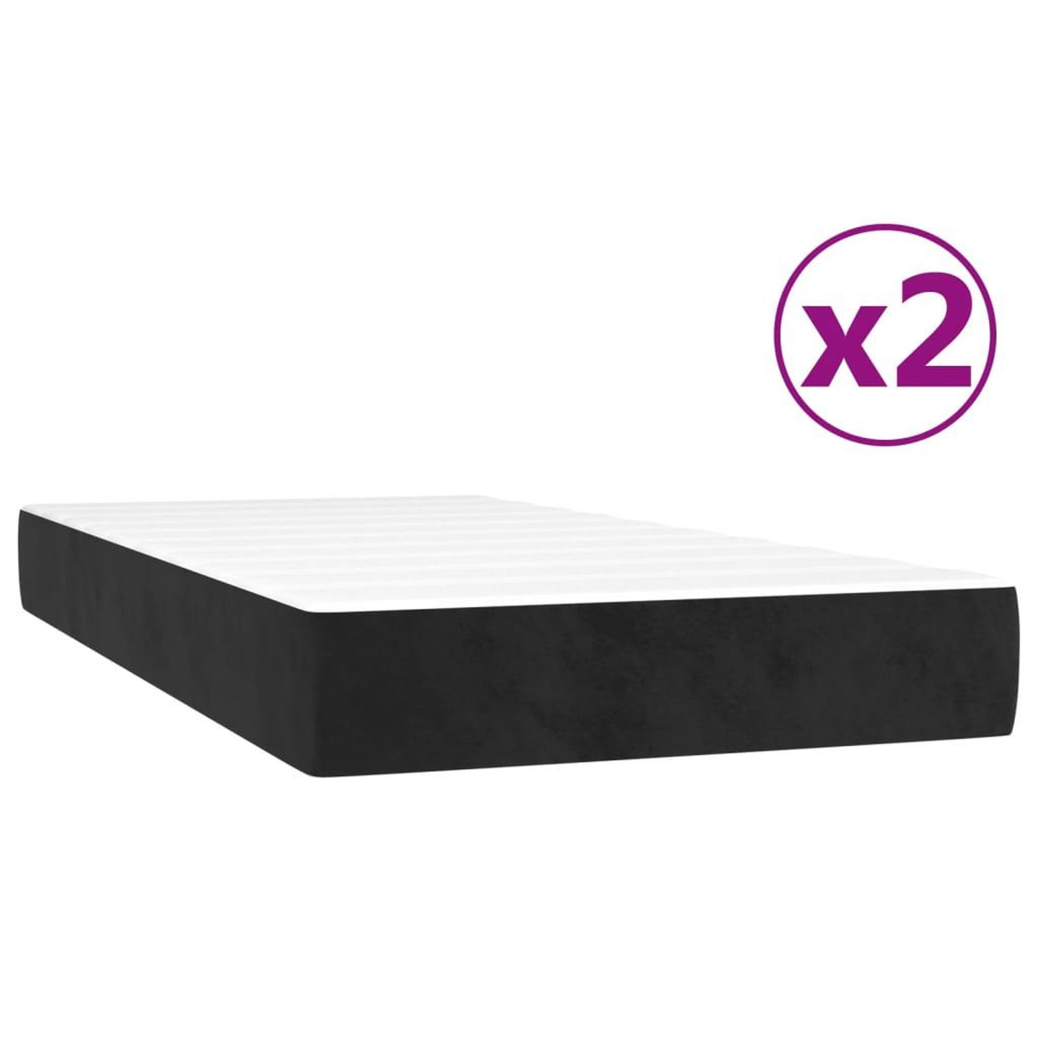 Voir la diapositive 5 : VIDAXL Sommier a lattes de lit et matelas Noir 200x200 cm Velours
