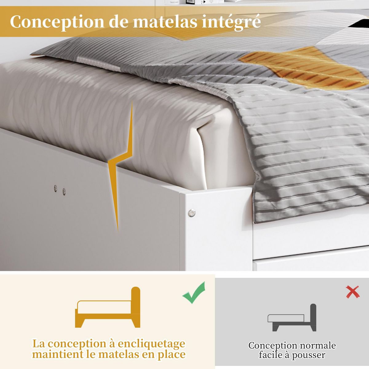 MERAX Lit avec rangement