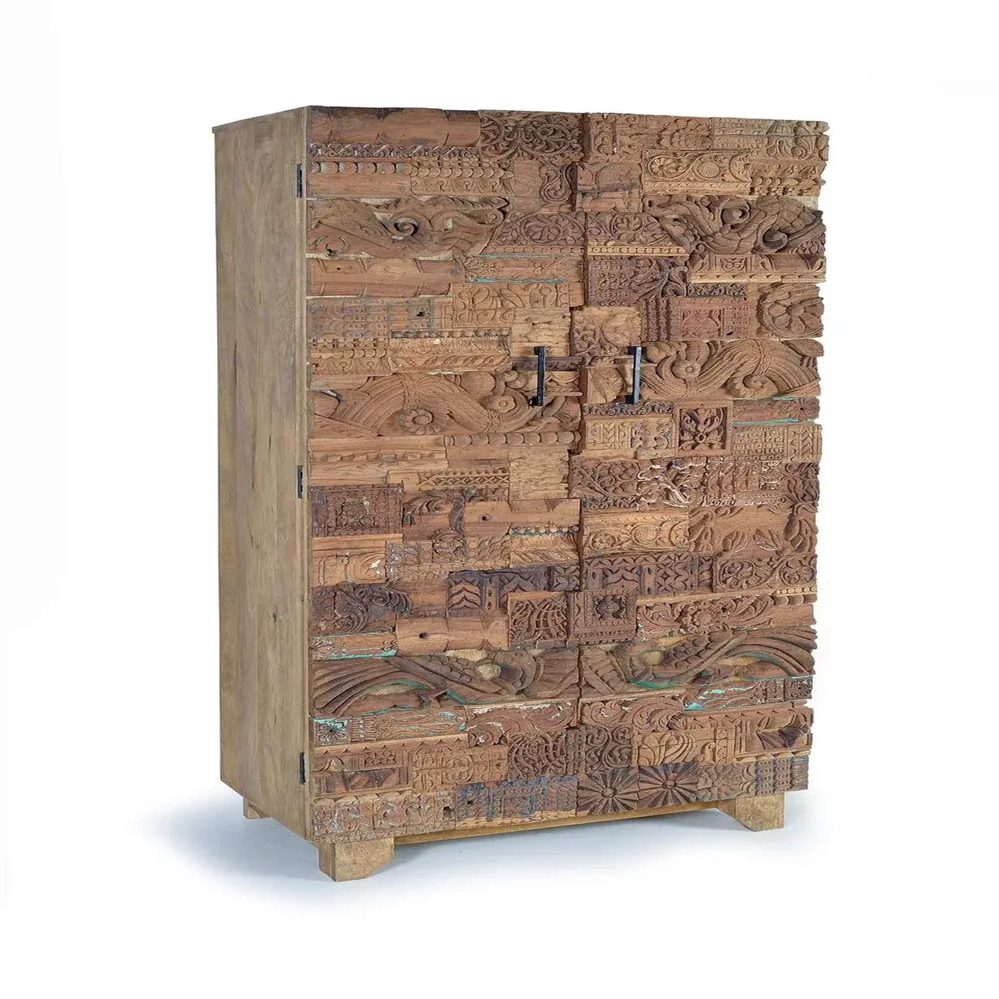 Voir la diapositive 3 : GINER Y COLOMER SL Armoire en bois de manguier et bois récupéré 90cm style boho ethnique sculpté
