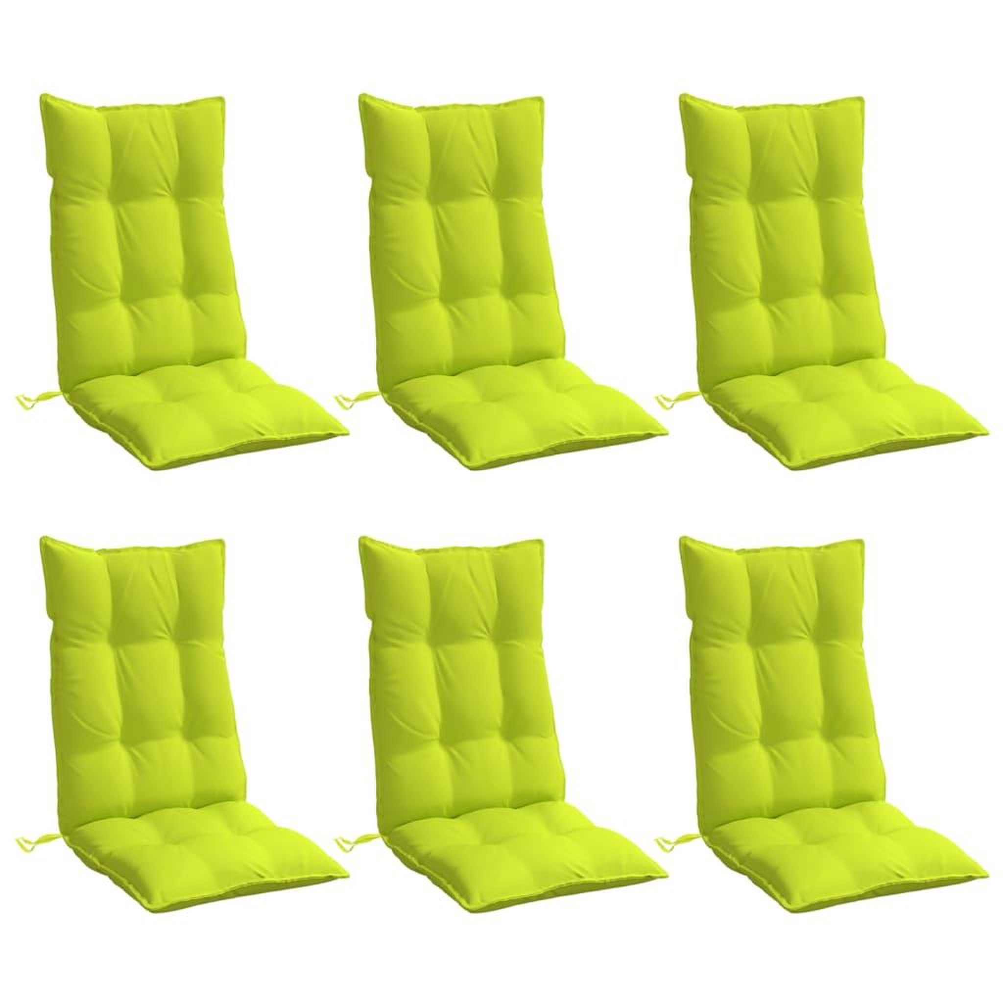 Voir la diapositive 3 : VIDAXL Coussins de chaise a dossier haut lot de 6 vert vif