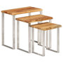 Voir la diapositive 1 : VIDAXL Tables gigognes 3 pcs avec bord vivant bois massif d'acacia