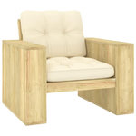 VIDAXL Chaise de jardin avec coussins creme Bois de pin impregne