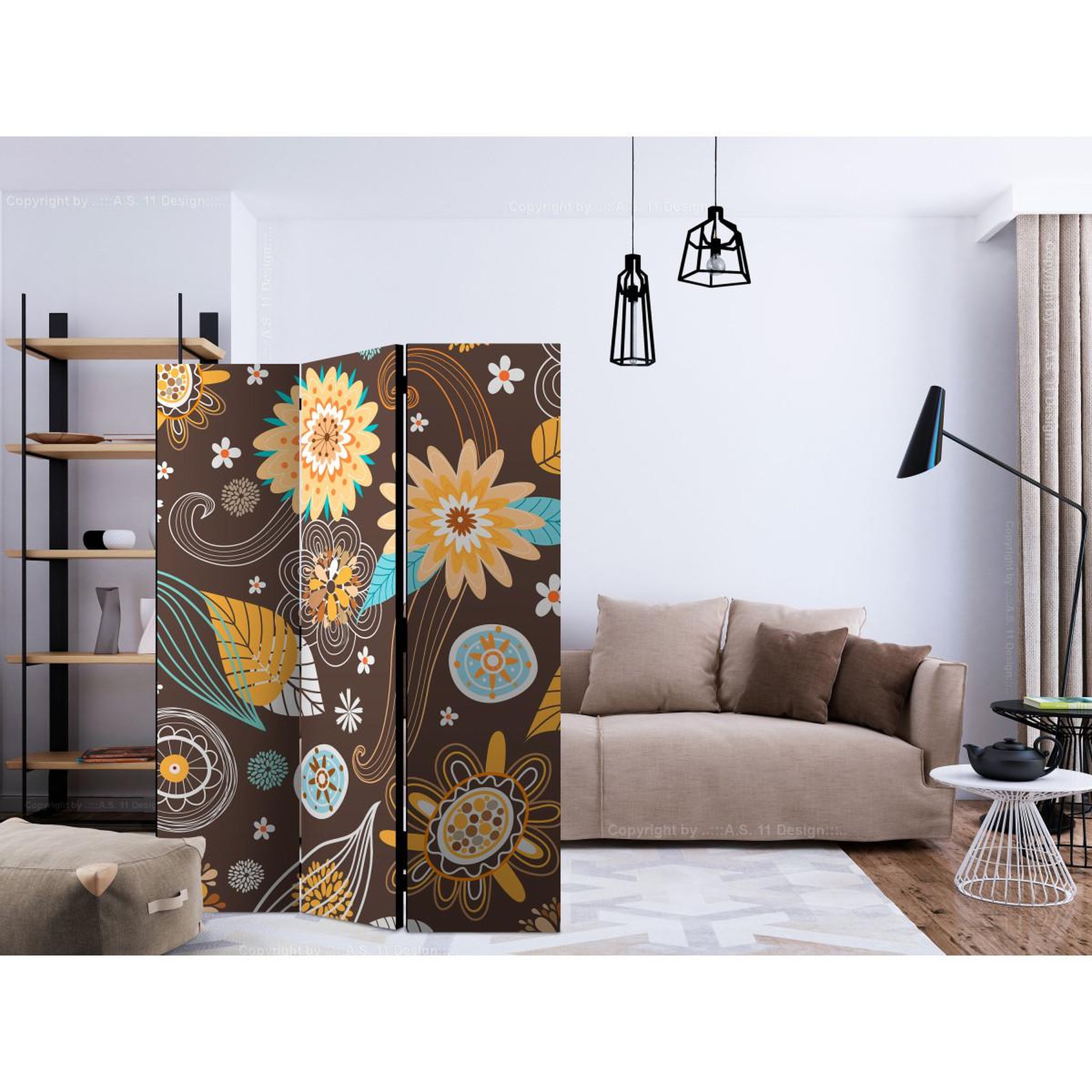 Voir la diapositive 2 : Paris Prix Paravent 3 volets  transparent flowers  135x172cm
