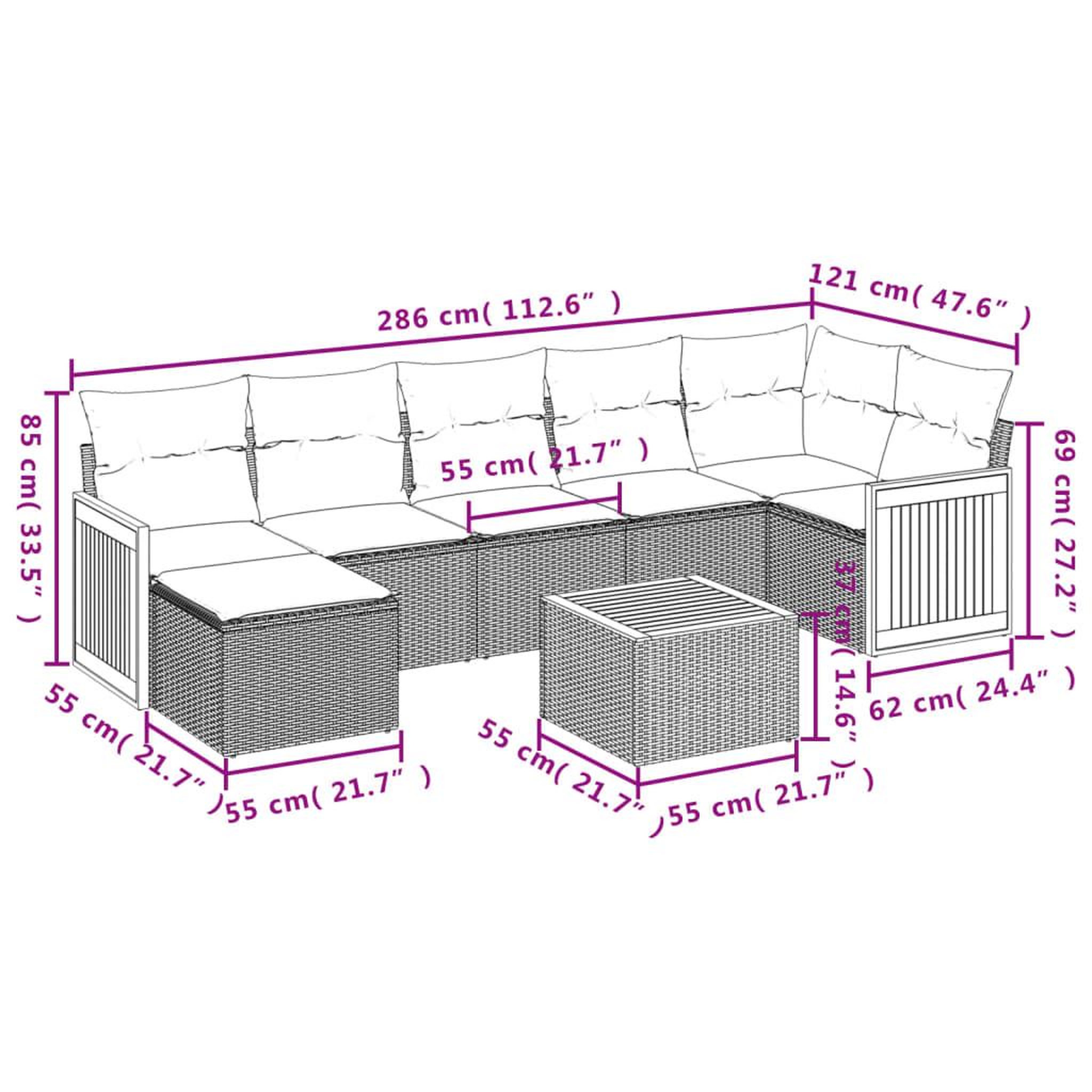 Voir la diapositive 6 : VIDAXL Salon de jardin 8 pcs avec coussins noir resine tressee