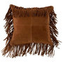 Voir la diapositive 1 : Paris Prix Coussin à Franges  Cuir  45cm Cognac