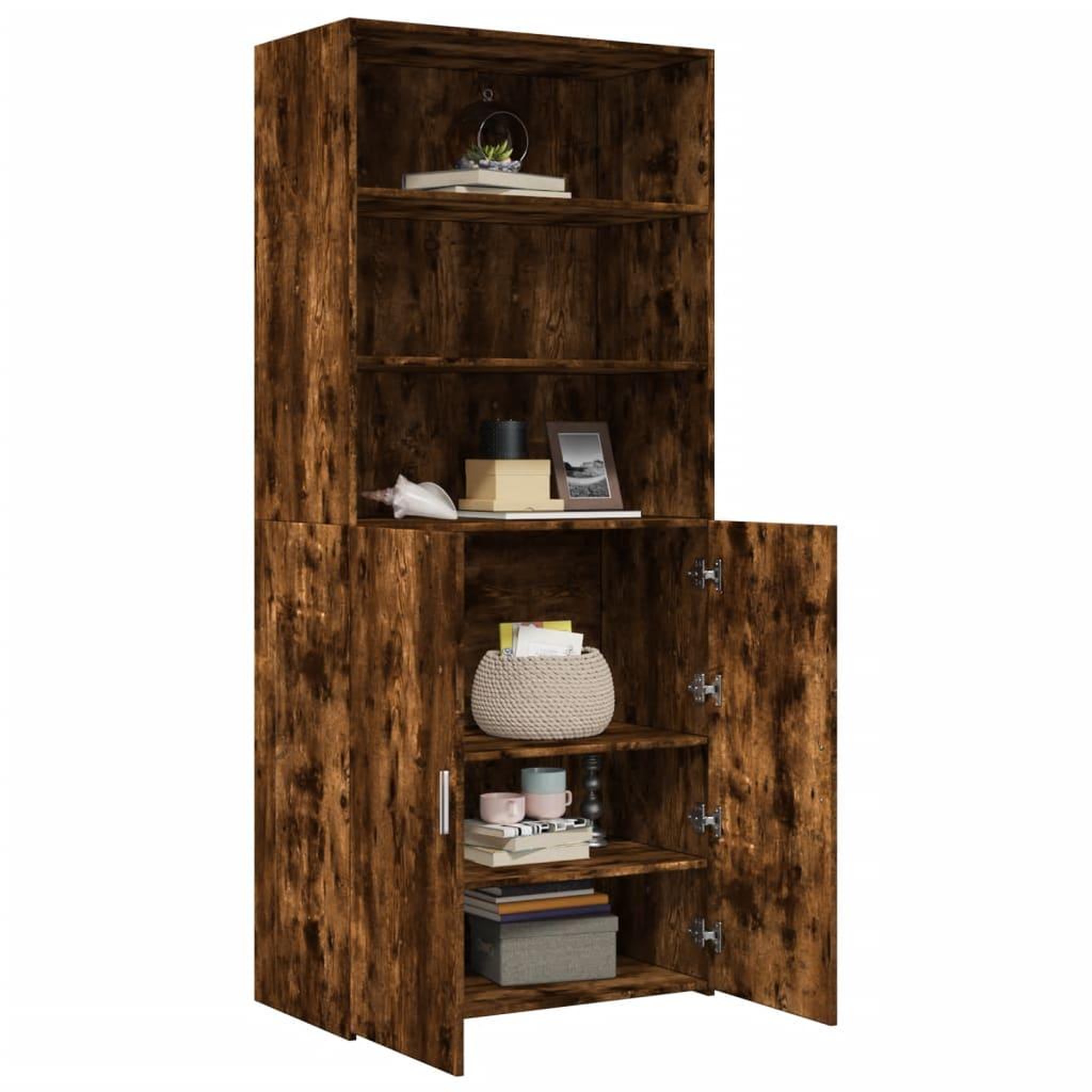 Voir la diapositive 3 : VIDAXL Buffet haut chene fume 80x42,5x185 cm bois d'ingenierie