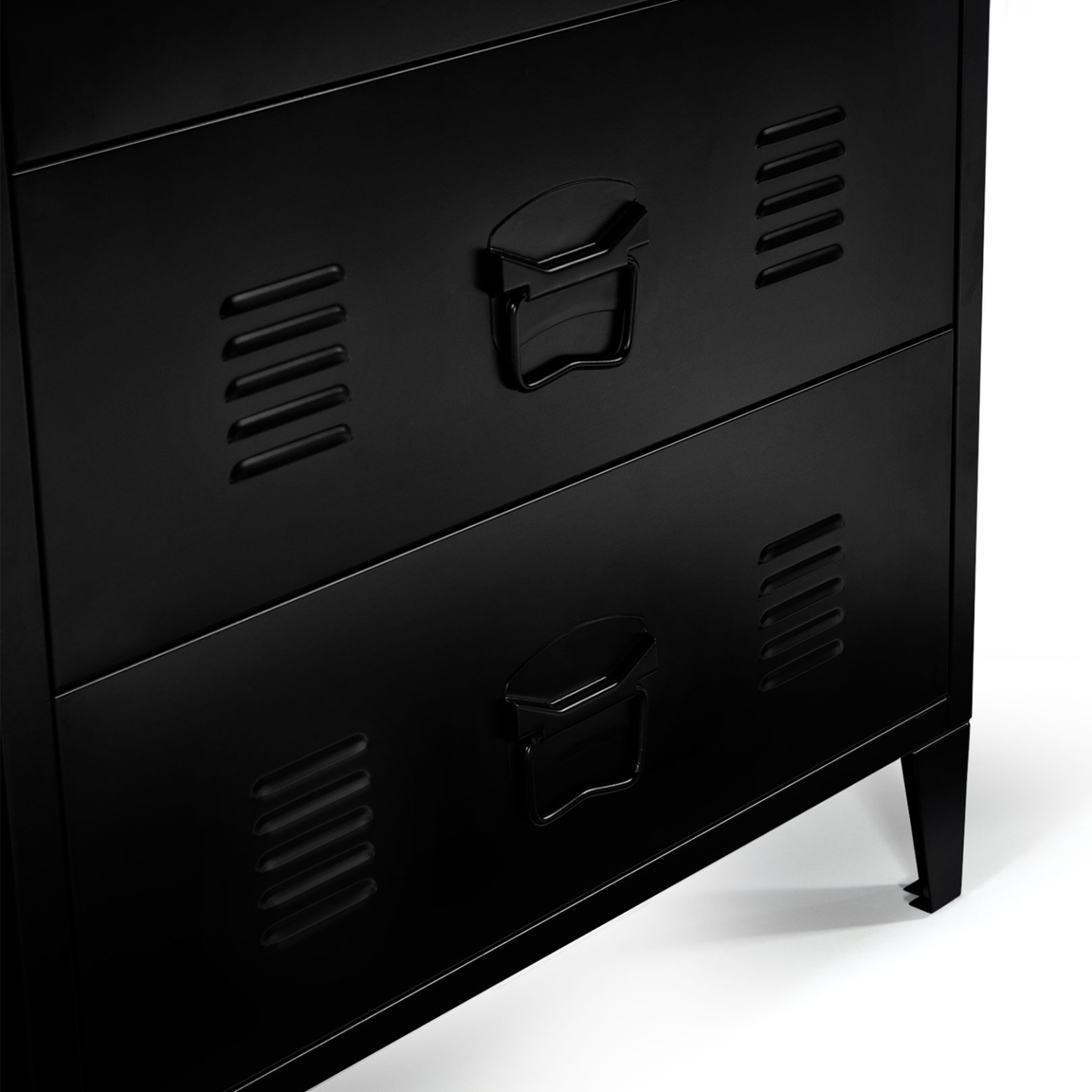 Voir la diapositive 6 : ID MARKET Commode ester 60 cm 3 tiroirs métal noir design industriel