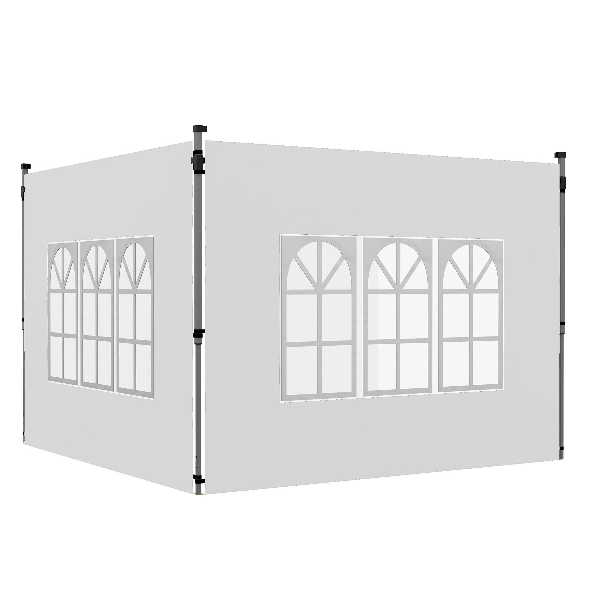 OUTSUNNY Lot de 2 parois latérales pour tonnelle 3 x 3 m ou 3 x 4 m - bâches de barnum 295 x 195 cm blanc