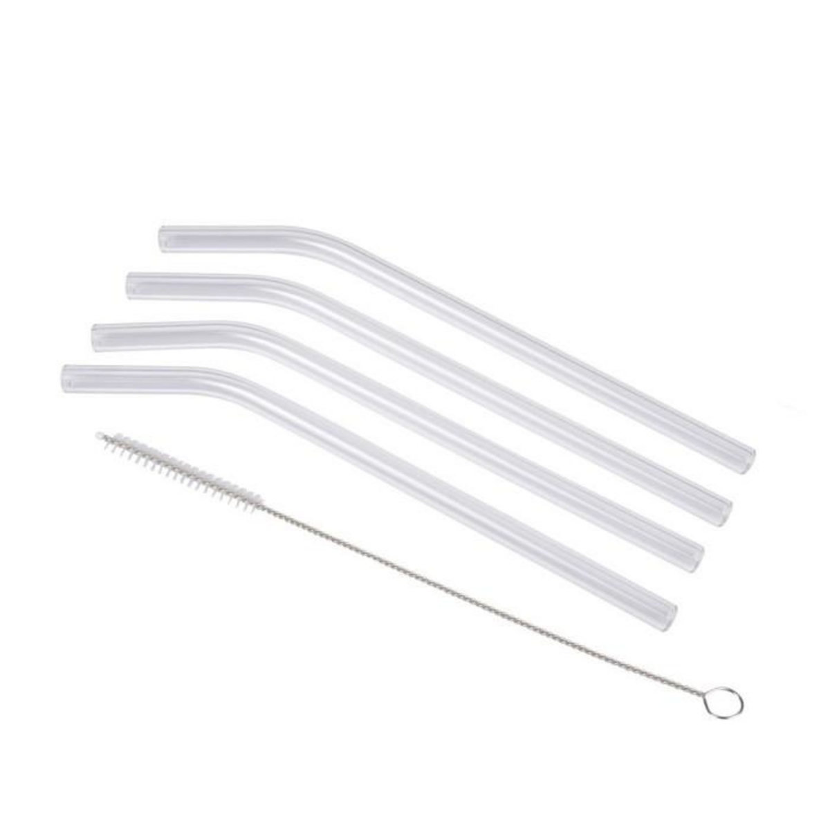 Paris Prix Lot de 4 Pailles Réutilisables  Brosse  18cm Transparent