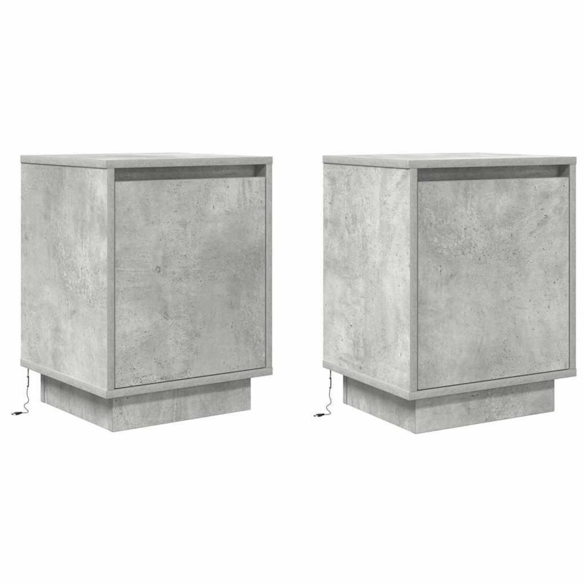 VIDAXL Tables de chevet avec lumieres LED 2 pcs gris beton 38x34x50 cm