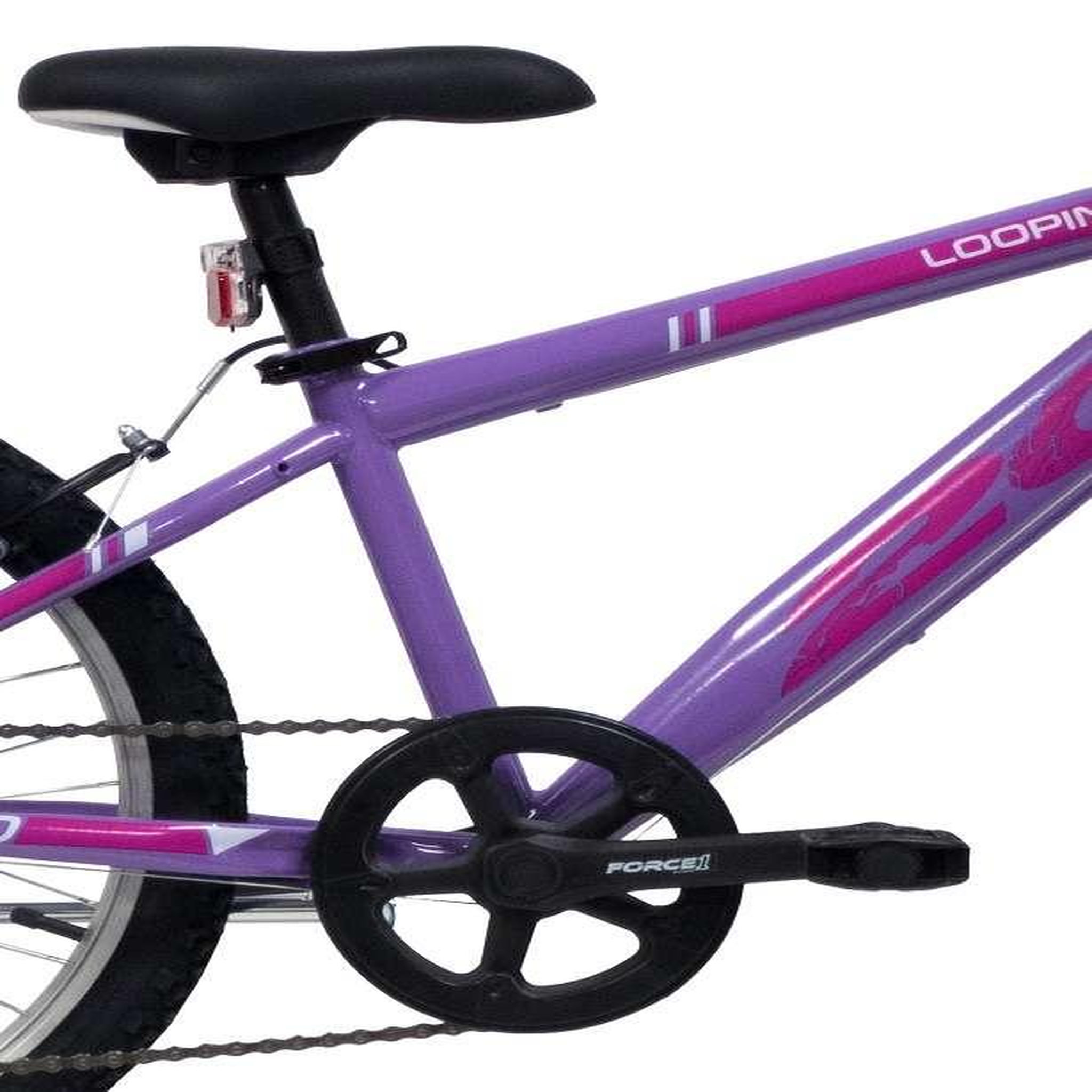 Voir la diapositive 3 : Vélo enfant (120/140 cm) - VTT 20'' Fille Looping - Fourche rigide - 6 vitesses - Dérailleur Shimano - Freins V-Brake