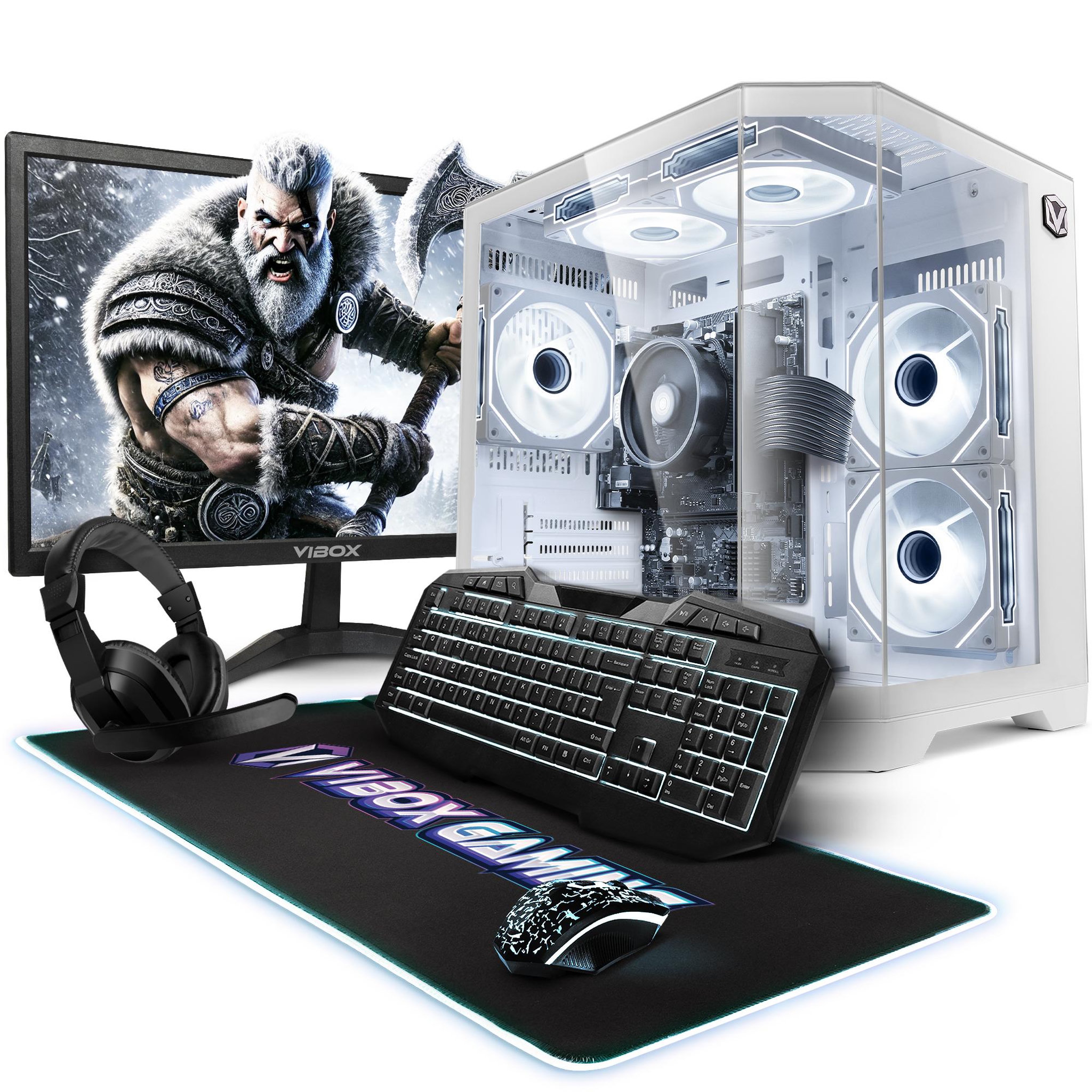 VIBOX PC Gamer Complet - Ryzen 3 3200G, Graphiques intégrés, 8 Go RAM, 480 Go SSD, Linux, WiFi