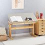 Voir la diapositive 2 : IDIMEX Bureau enfant OLIVIA, en pin massif, réglable en hauteur et plateau inclinable