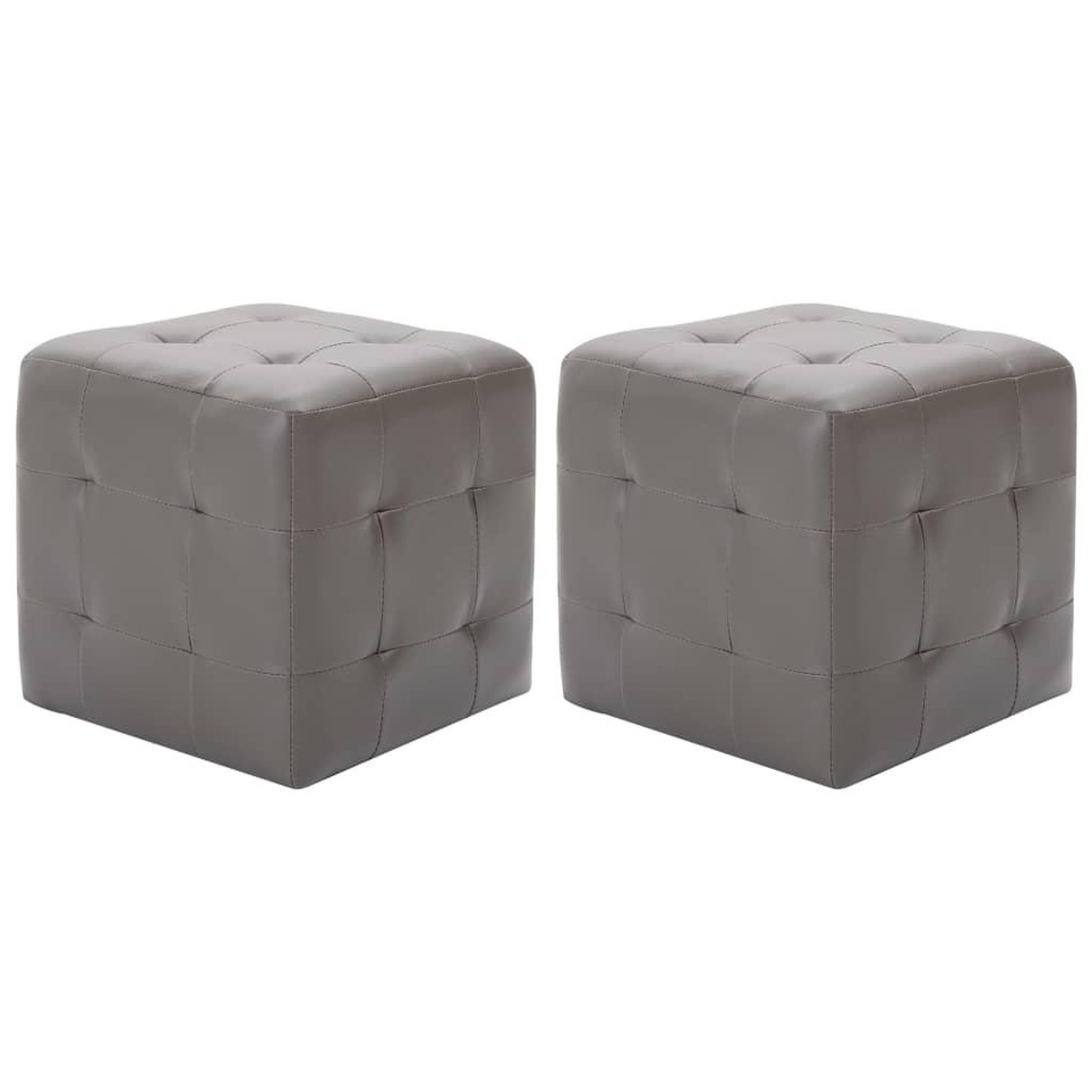 Voir la diapositive 1 : VIDAXL 2 pcs Poufs Gris 30 x 30 x 30 cm Similicuir