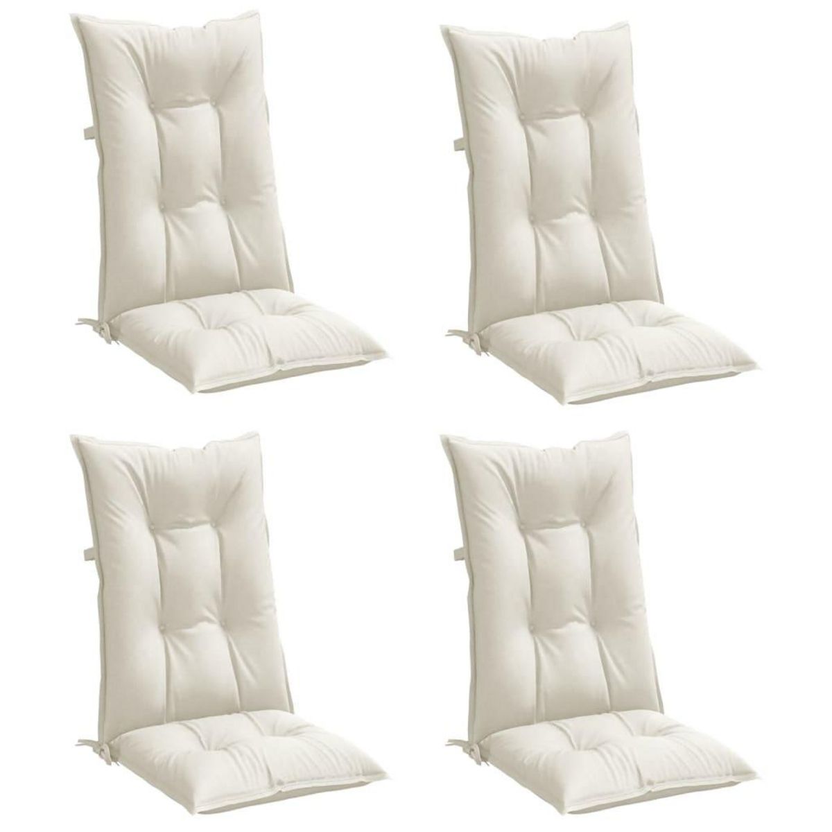 VIDAXL Coussins de chaise a dossier haut lot de 4 creme melange tissu