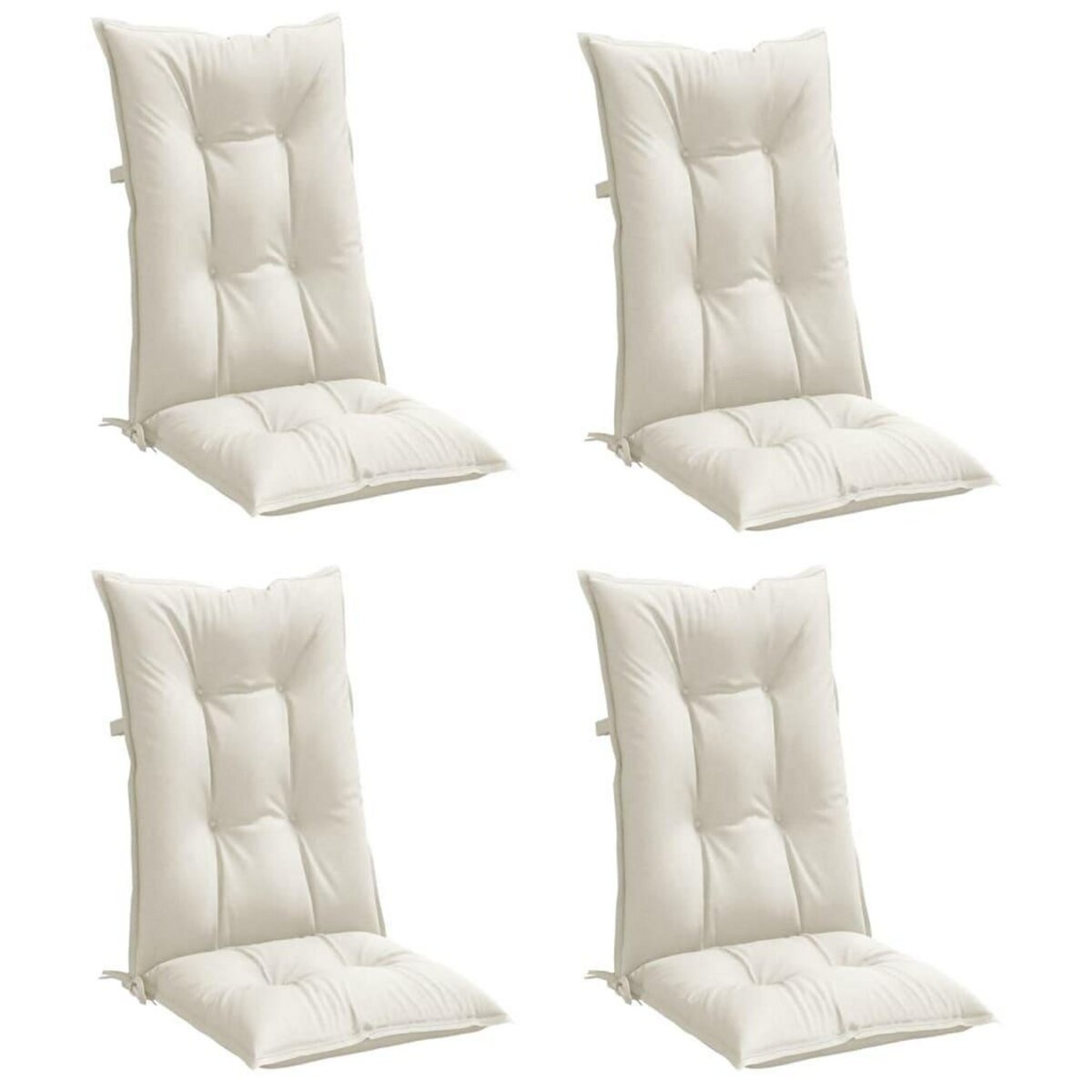 VIDAXL Coussins de chaise a dossier haut lot de 4 creme melange tissu