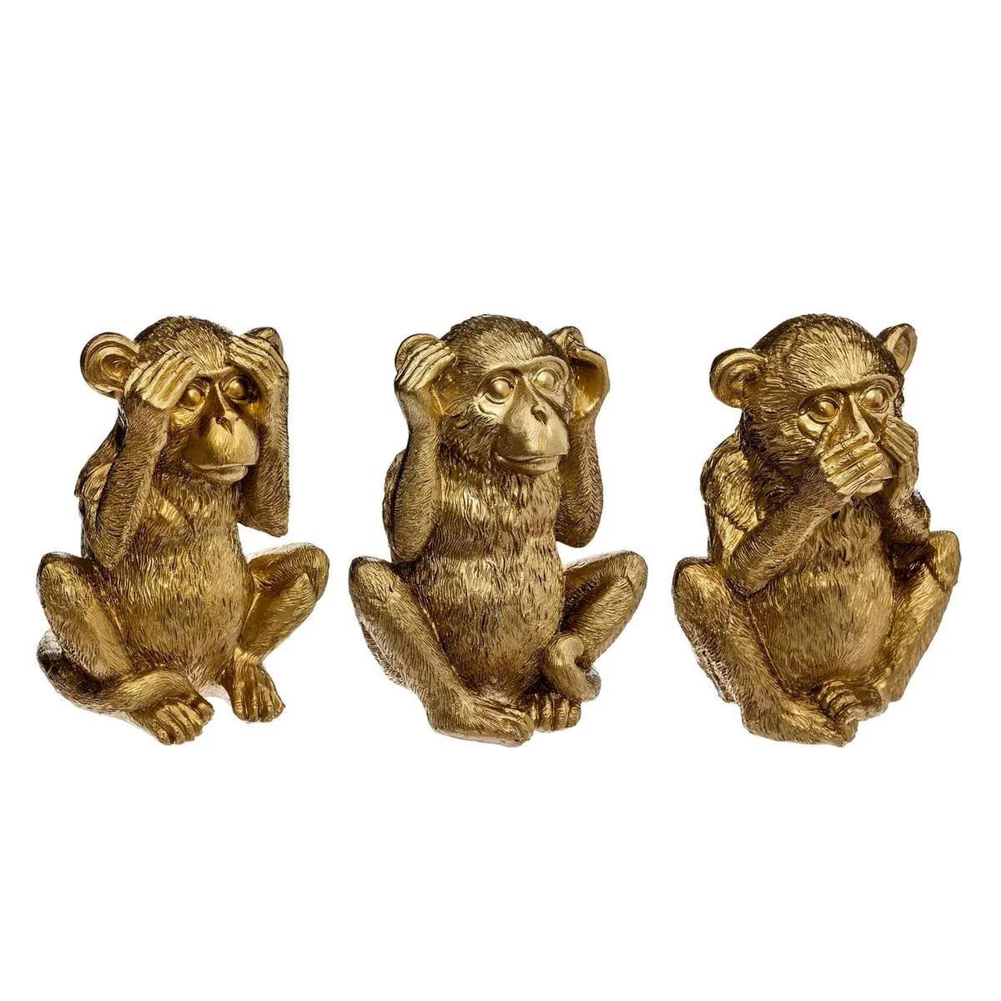 ATMOSPHERA Lot de 3 statuettes déco  singe sagesse  17cm or