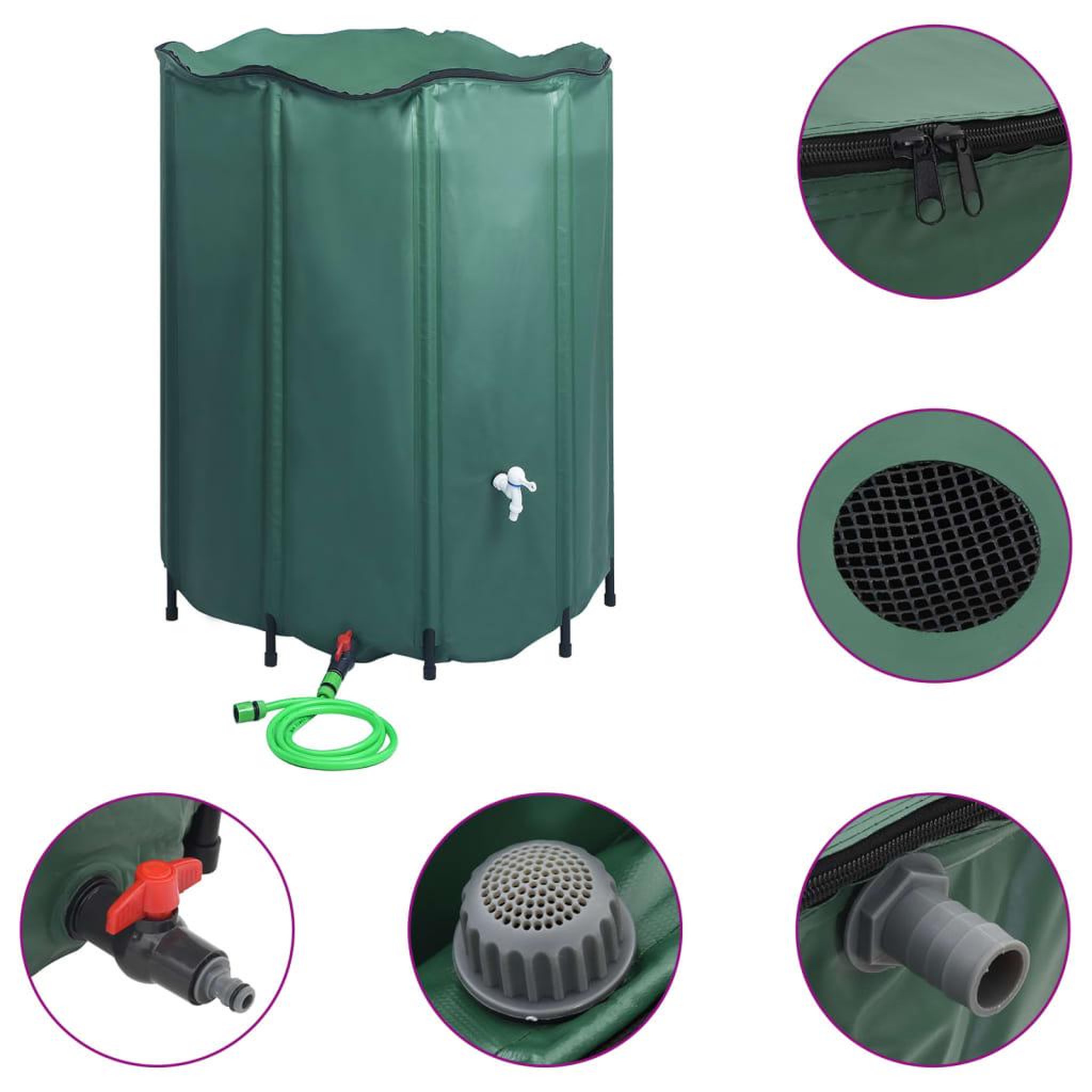 Voir la diapositive 2 : VIDAXL Reservoir pliable d'eau de pluie avec robinet 1000 L