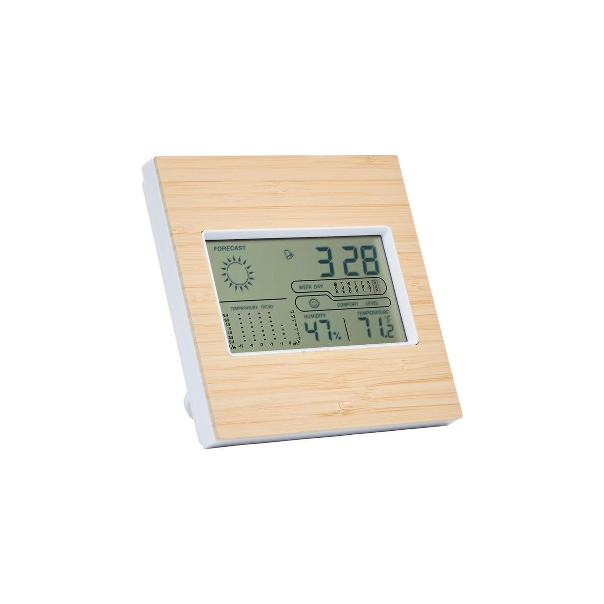 The Home Deco Factory Station Météo Multifonctions  Bambou  13cm Naturel