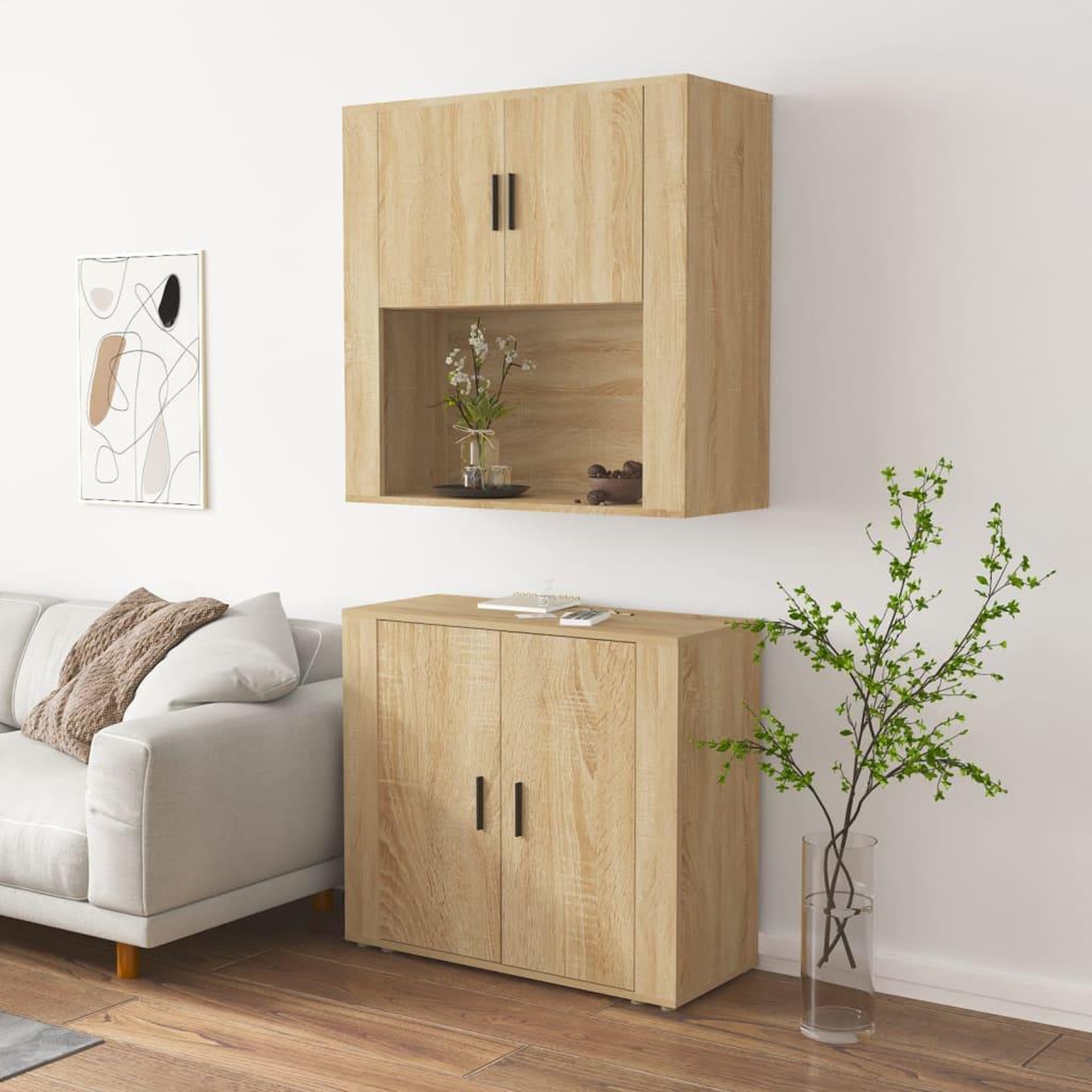 Voir la diapositive 4 : VIDAXL Buffet haut chene sonoma bois d'ingenierie