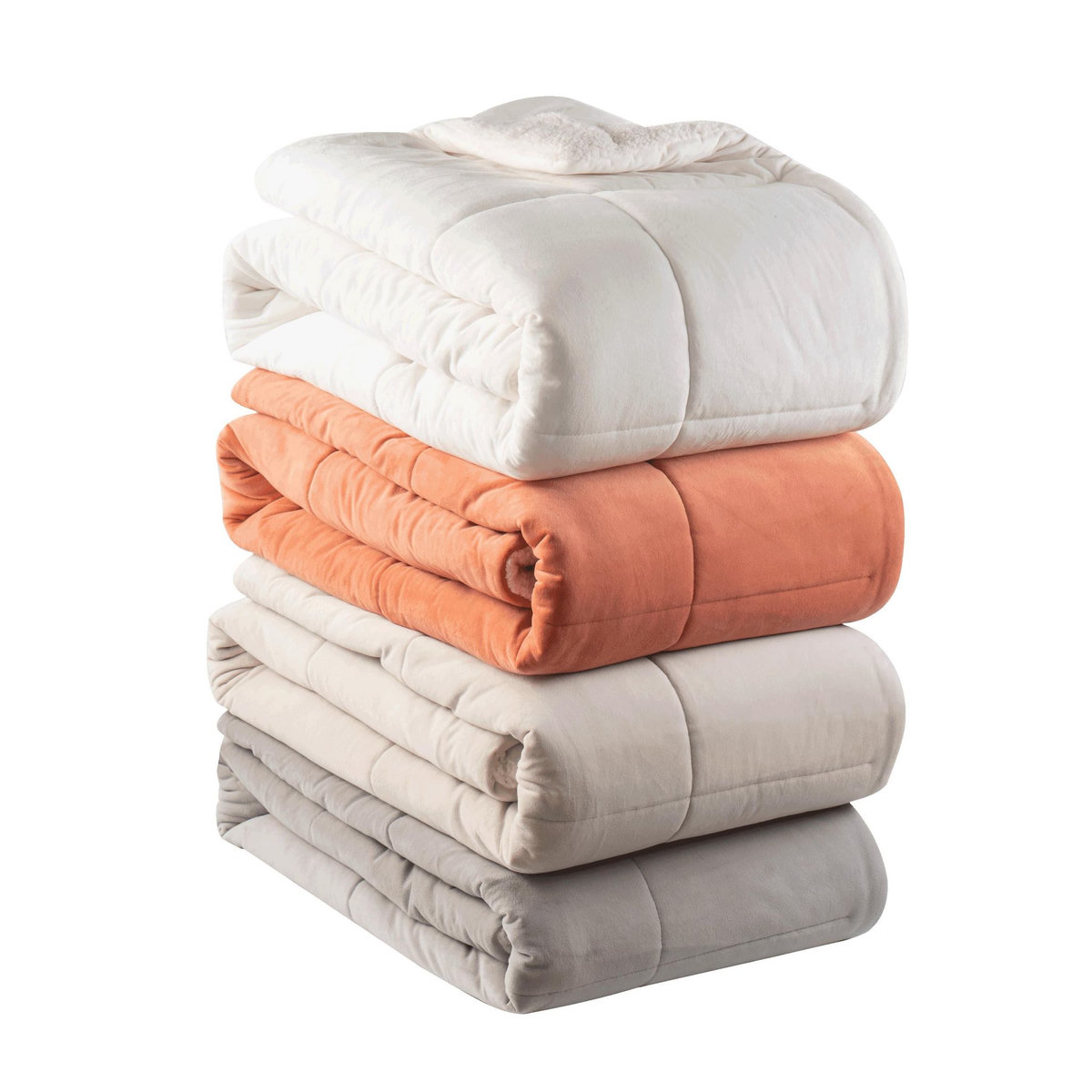 ACTUEL Couvre lit matelassé double face velours/sherpa BIEN CHEZ SOI 