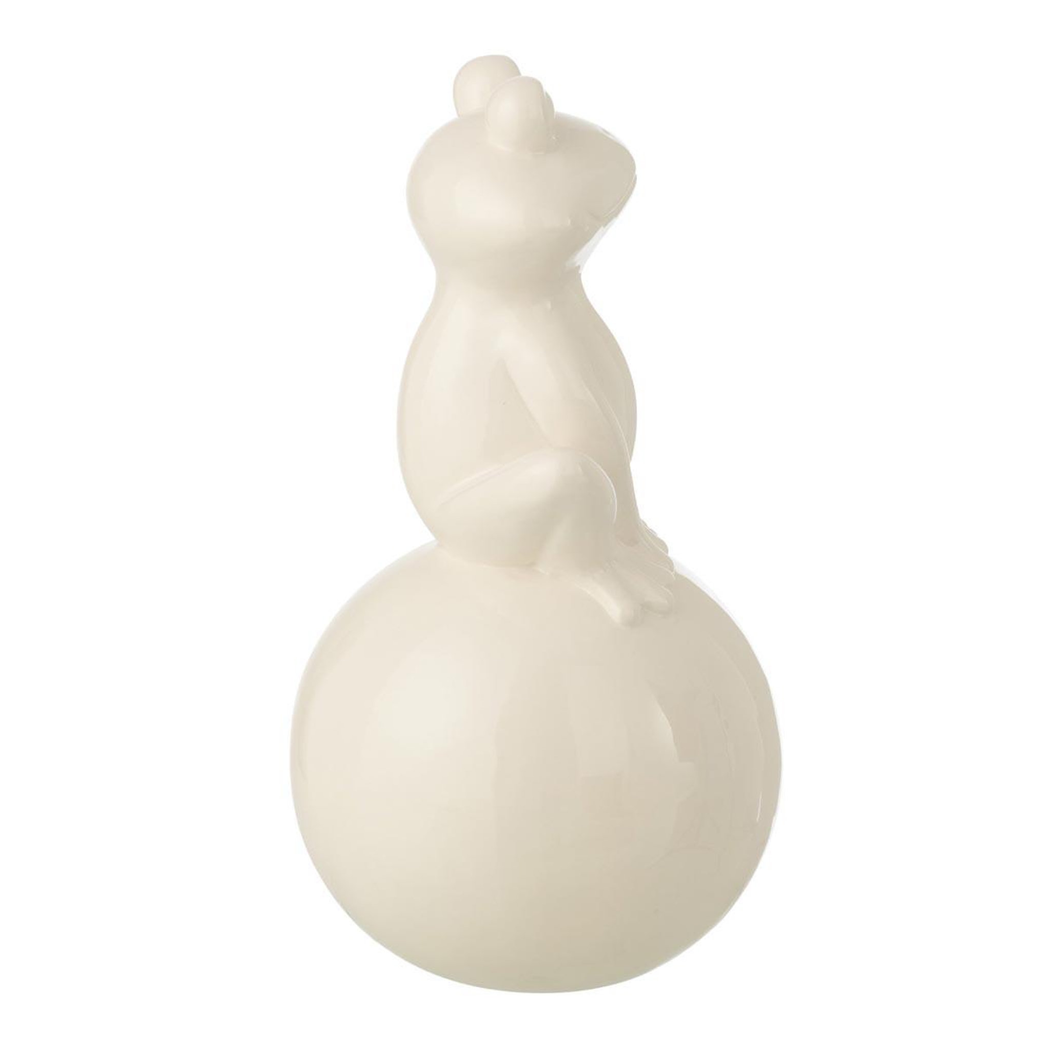 Voir la diapositive 2 : J-LINE Statuette déco grenouille  balle  34cm blanc