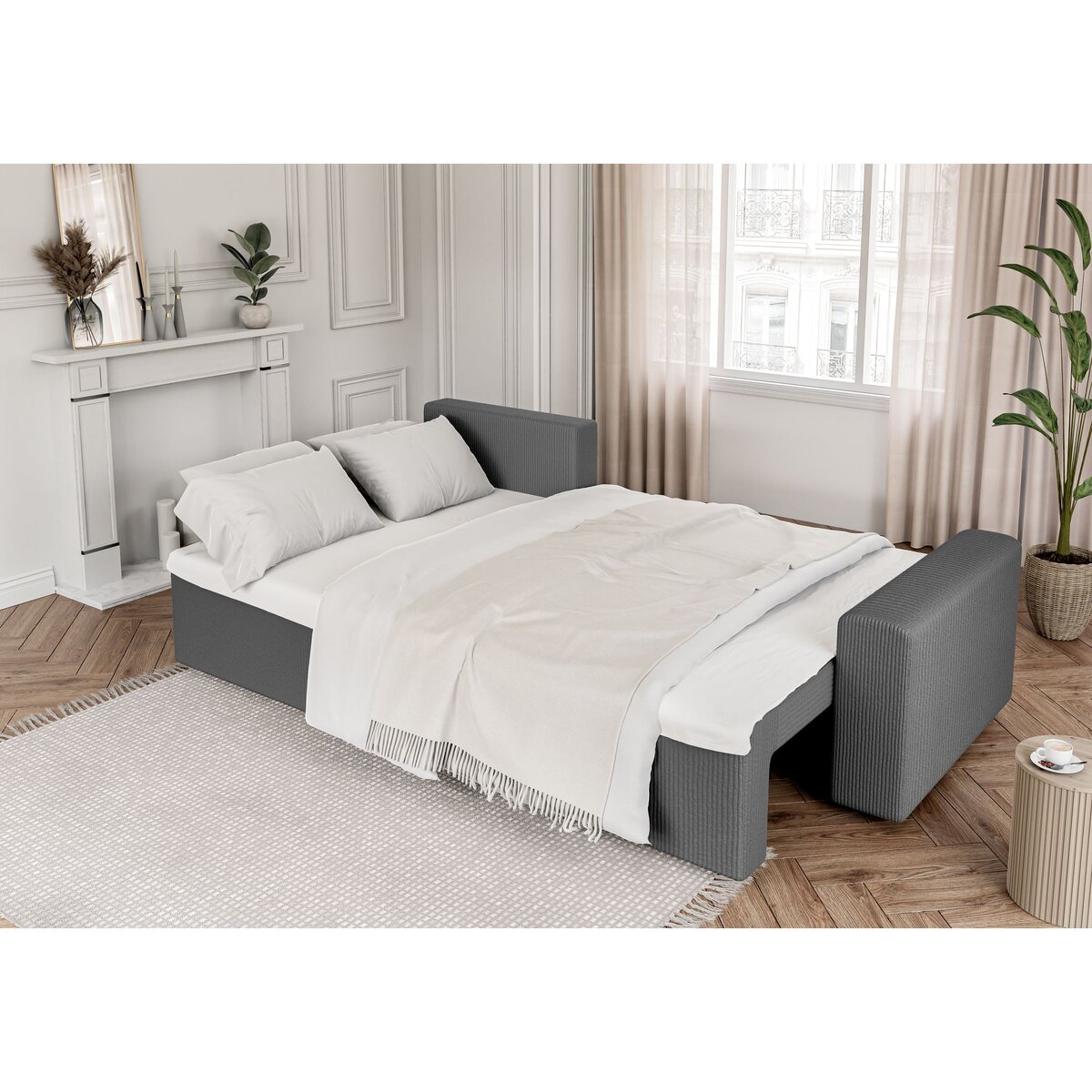 Canapé d'angle convertible et réversible velours côtelé JOY