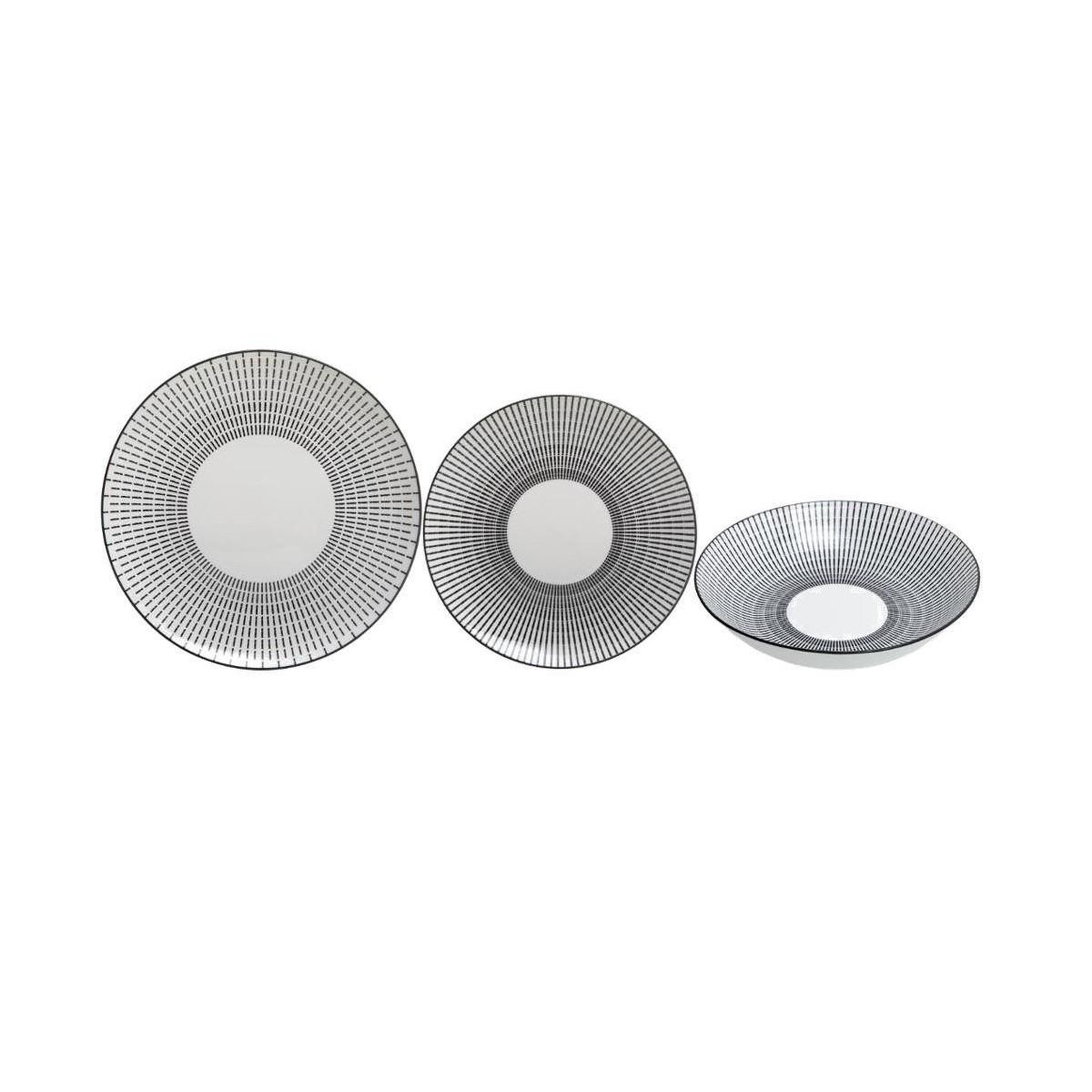 Voir la diapositive 2 : SECRET DE GOURMET Service de Table 18 Pièces  Lunis  27cm Noir & Blanc