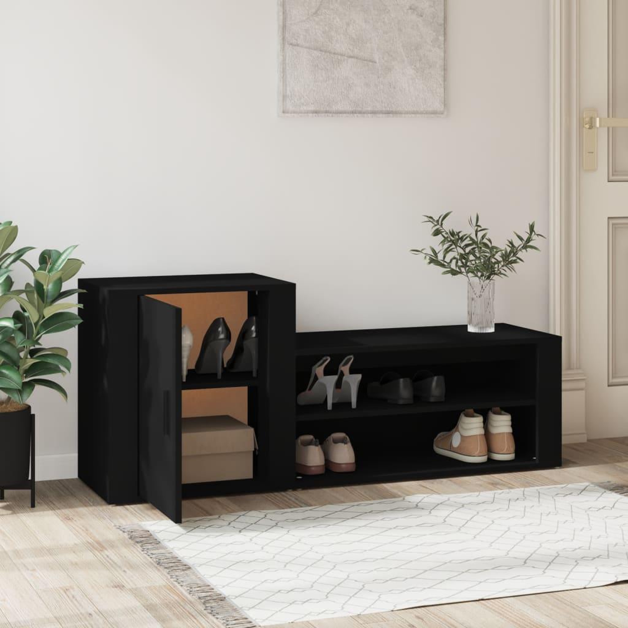 Voir la diapositive 3 : VIDAXL Armoire a chaussures Noir 130x35x54 cm Bois d'ingenierie