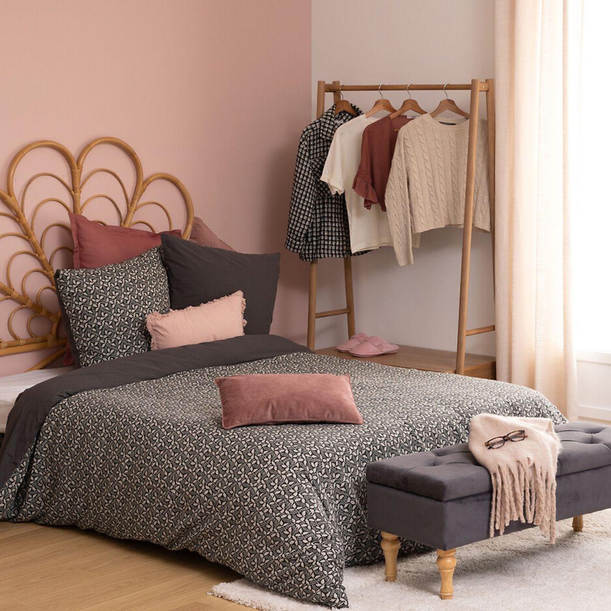 ATMOSPHERA Parure de lit 3 pièces  motifs  240x220cm gris