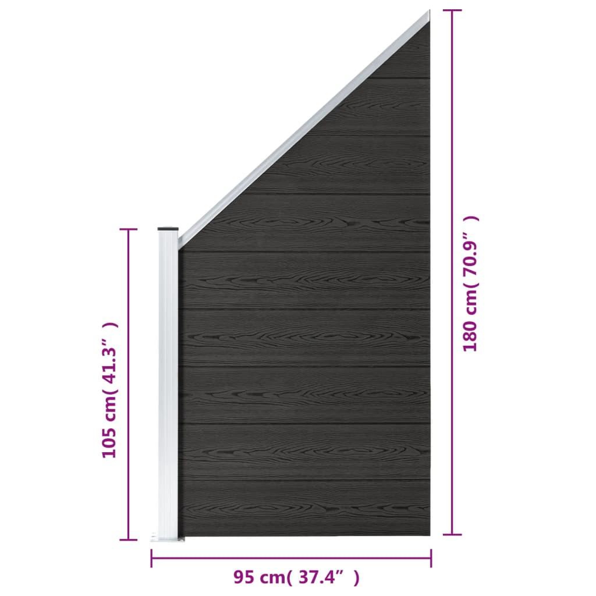 Voir la diapositive 6 : VIDAXL Panneau de cloture WPC 95x(105-180) cm Gris