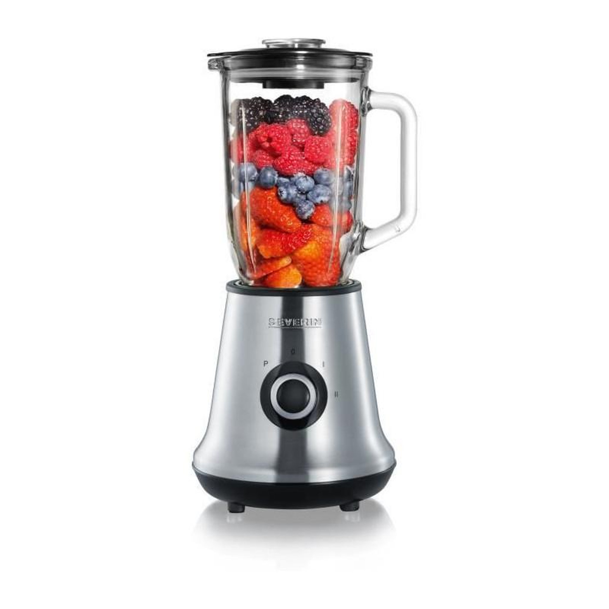 SEVERIN SEVERIN SM3734 Blender, recipient en verre d1L amovible, 2 vitesses + fonction pulse, 22 000 tours/min, range cable, inox / Noir