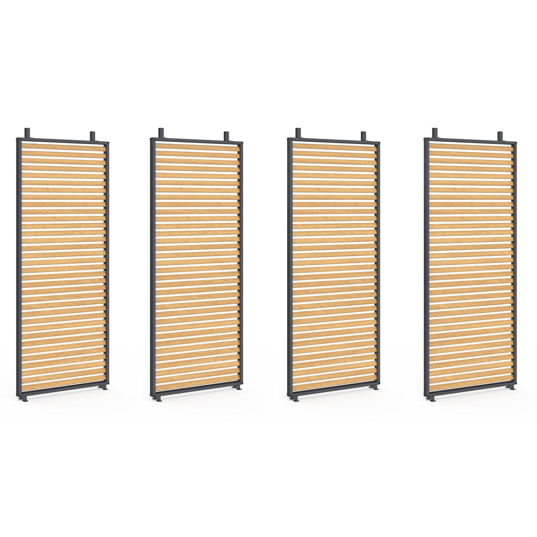 Voir la diapositive 5 : ID MARKET Pergola édition collector persiennes horizontales effet bois et toit rétractable 3x4m 4 pans modulables gris anthracite