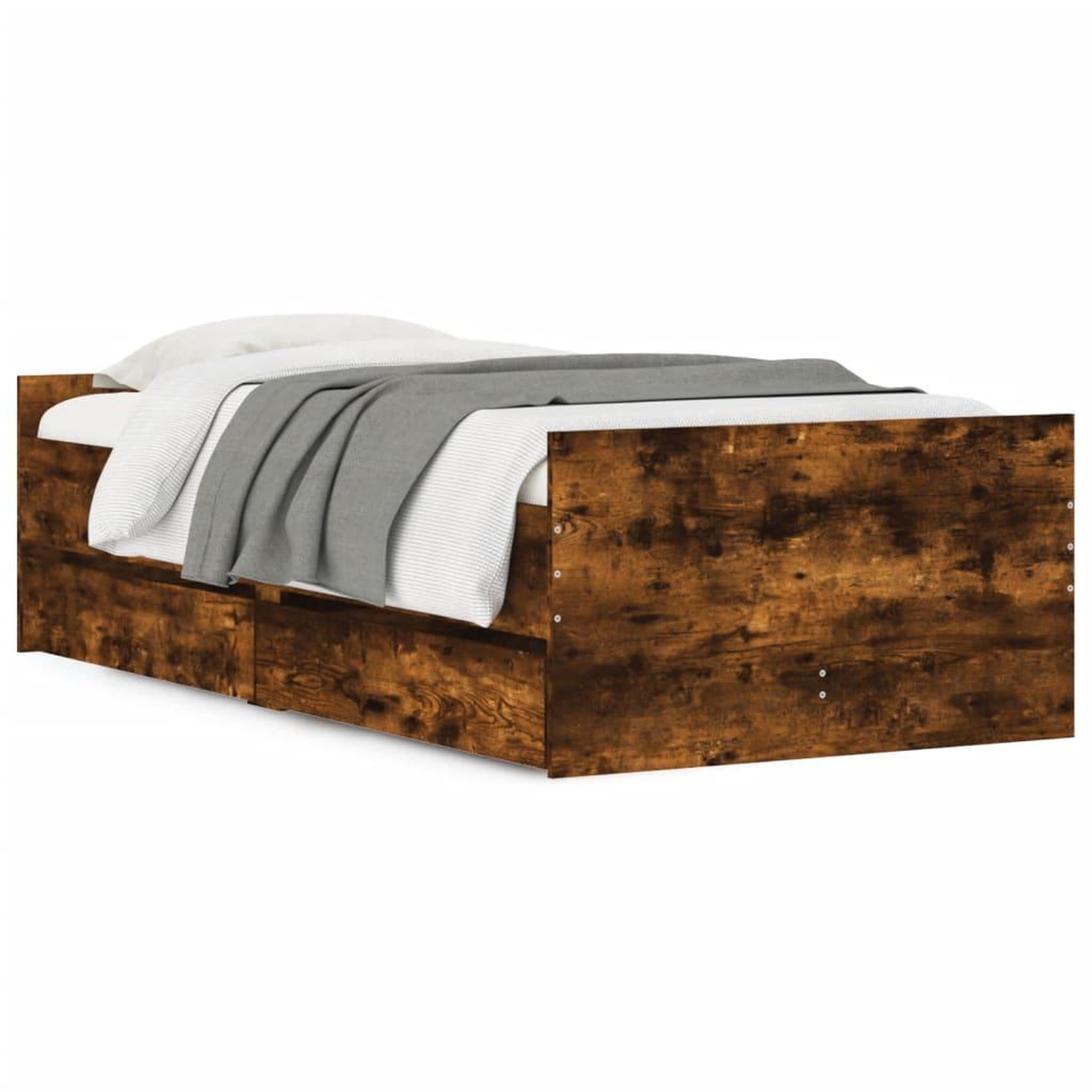 Voir la diapositive 2 : VIDAXL Cadre de lit sans matelas chene fume 75x190 cm