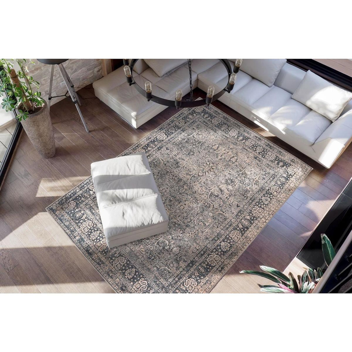 Paris Prix Tapis Tissé Oriental Vintage à Motifs  Faye  Noir