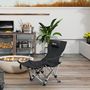 Voir la diapositive 2 : OUTSUNNY Chaise de camping pliante - repose-pied amovible, rangements - sac transport - noir