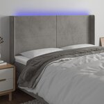 VIDAXL Tete de lit a LED Gris clair 163x16x118/128 cm Velours