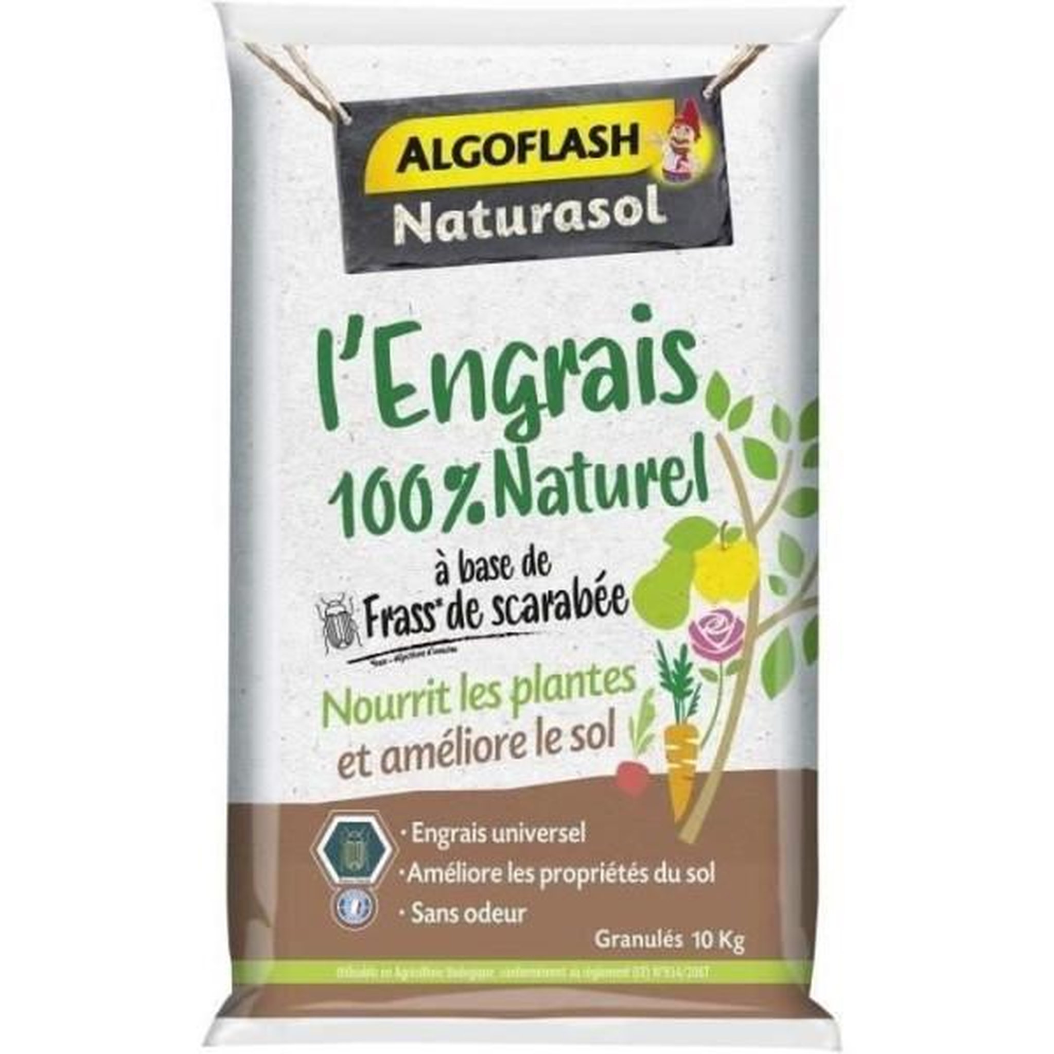 ALGOFLASH NATURASOL Engrais 100% Naturel Complet a base de Fass de Scarabée - ALGOFLASH NATURASOL - 10 kg