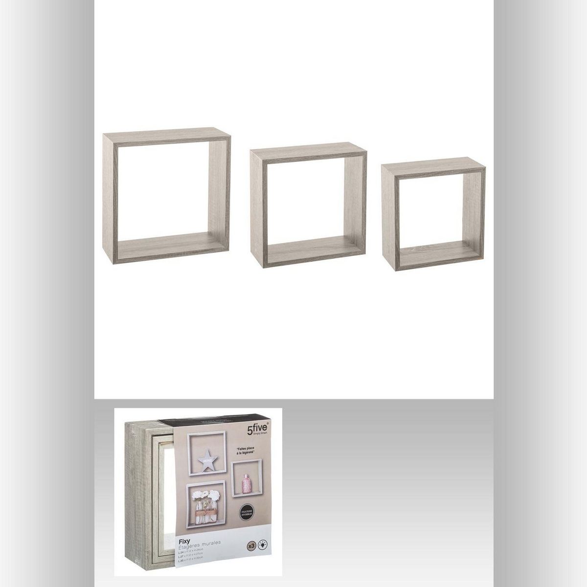 FIVE Lot de 3 Etagères Fixy Cub
