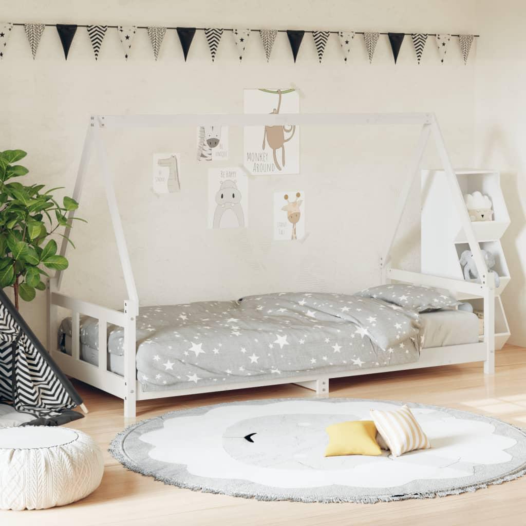 VIDAXL Cadre de lit pour enfants blanc 90x190 cm bois de pin massif