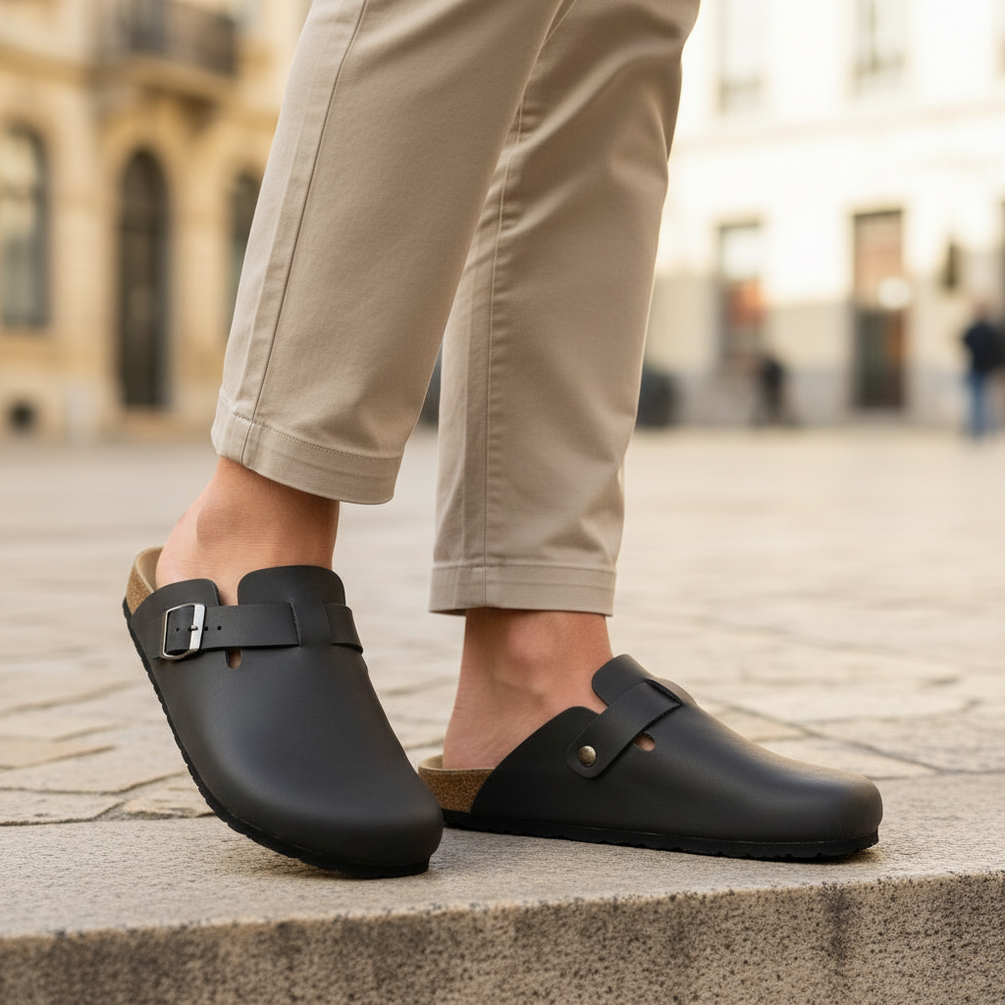 Voir la diapositive 2 : OZABI Ozabi sabots homme cuir synthétique boucle ajustable semelle liège
