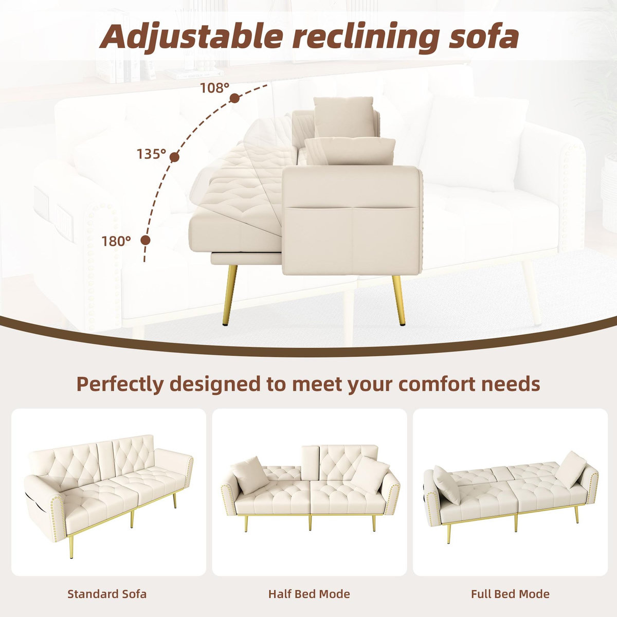 MERAX Canapé droit convertible 2 places velours