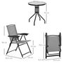 Voir la diapositive 3 : OUTSUNNY Ensemble de jardin 3 pièces 2 chaises inclinables multi-positions pliables + table ronde verre trempé métal époxy textilène gris