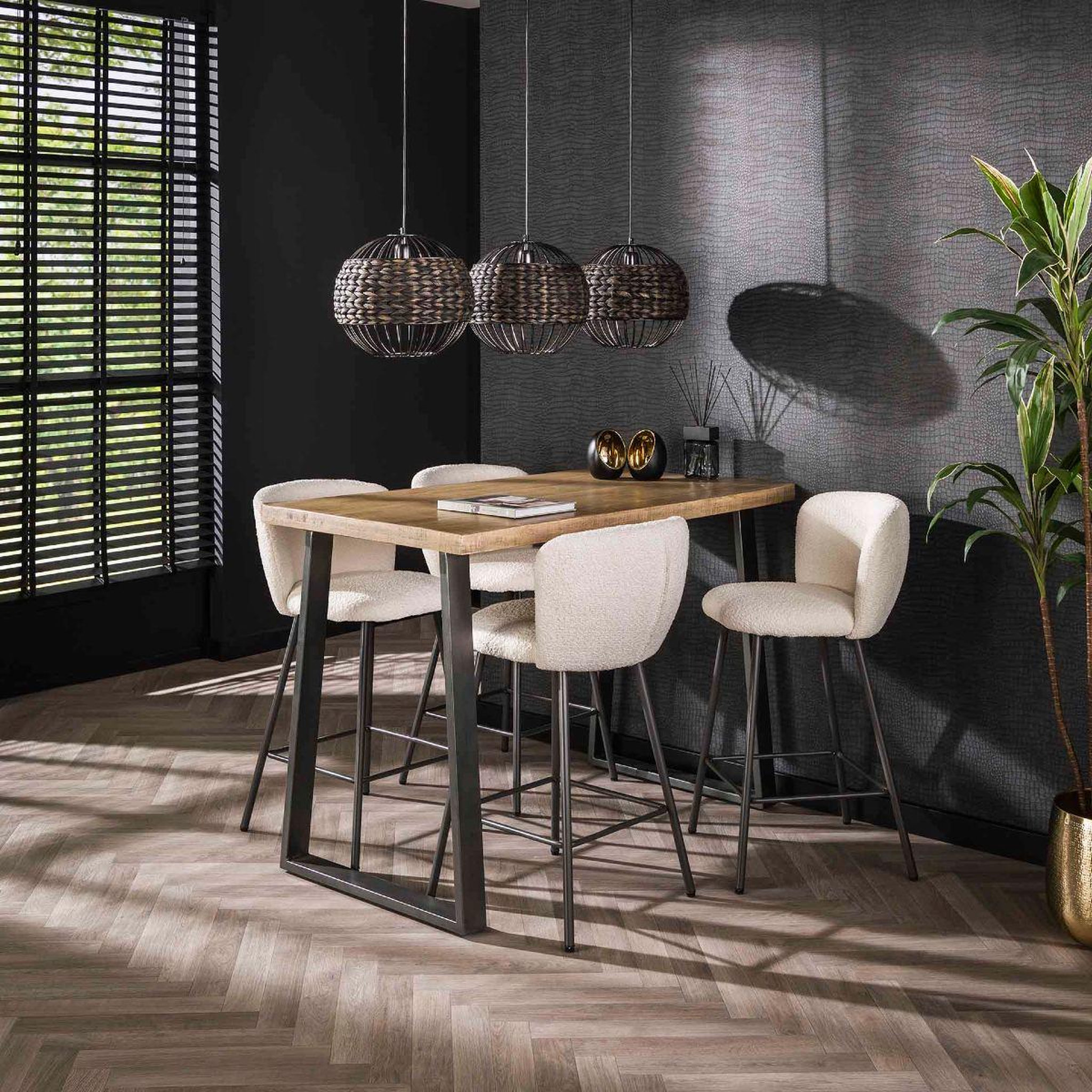 Voir la diapositive 2 : JLC KREATION Table de bar haute en bois massif trio