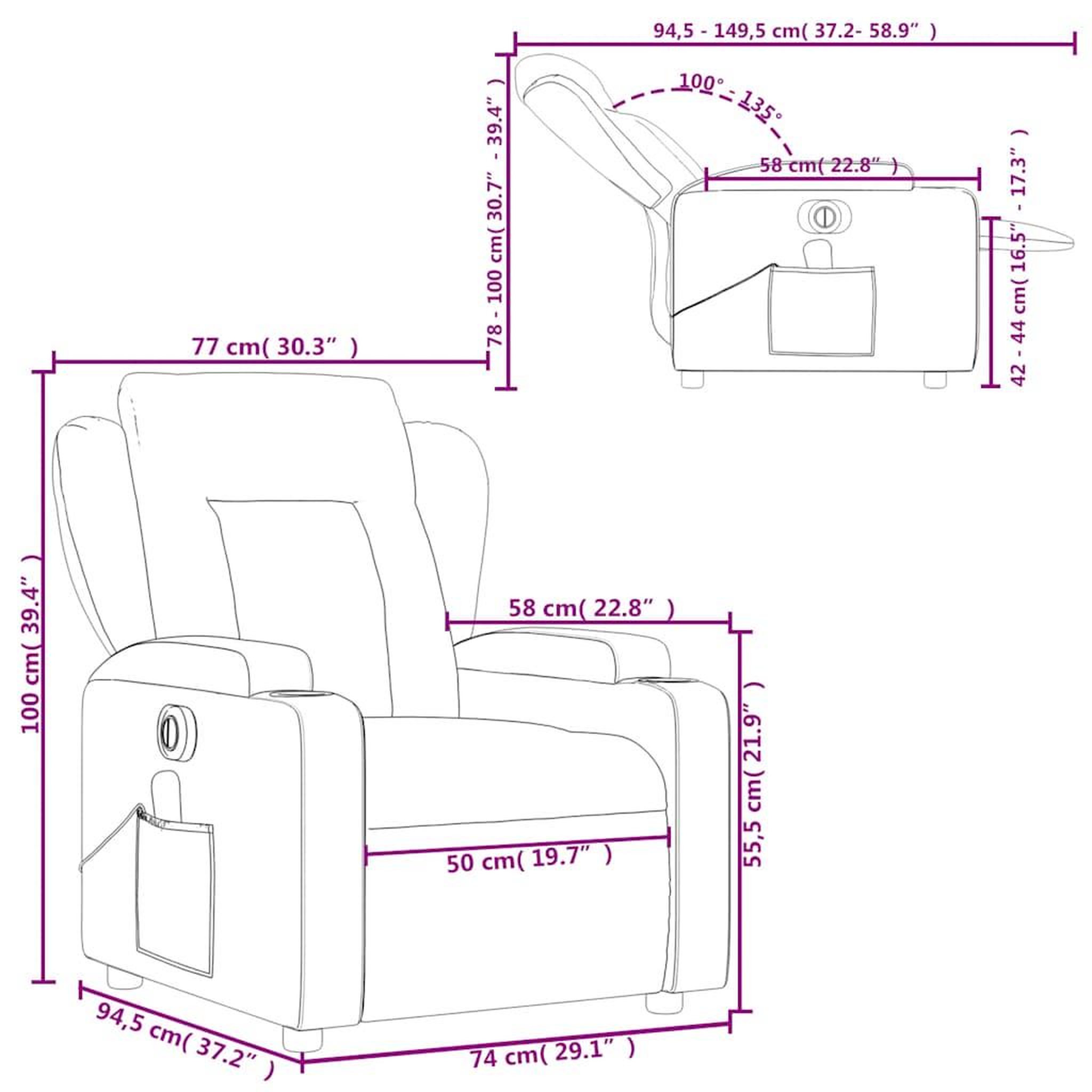 Voir la diapositive 6 : VIDAXL Fauteuil de massage inclinable electrique gris similicuir