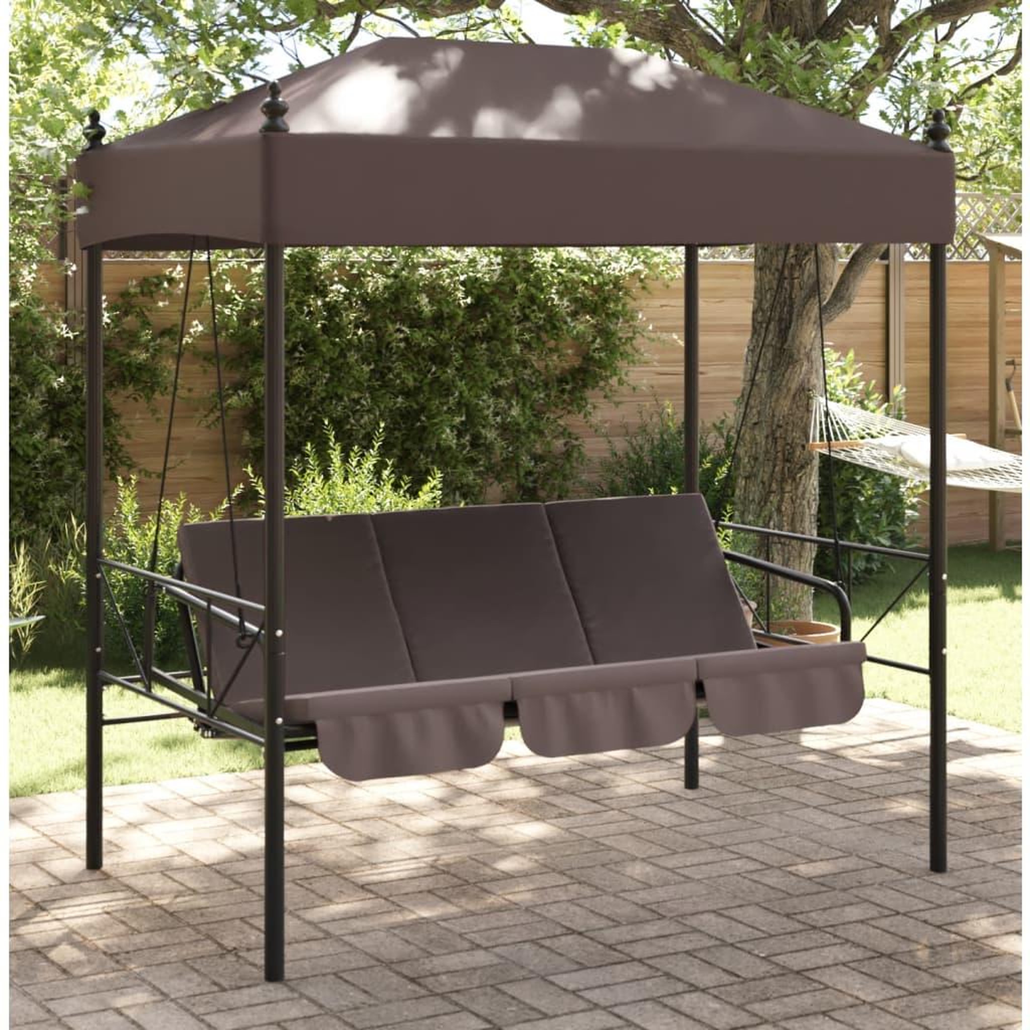 VIDAXL Balancelle de jardin avec auvent marron cafe acier