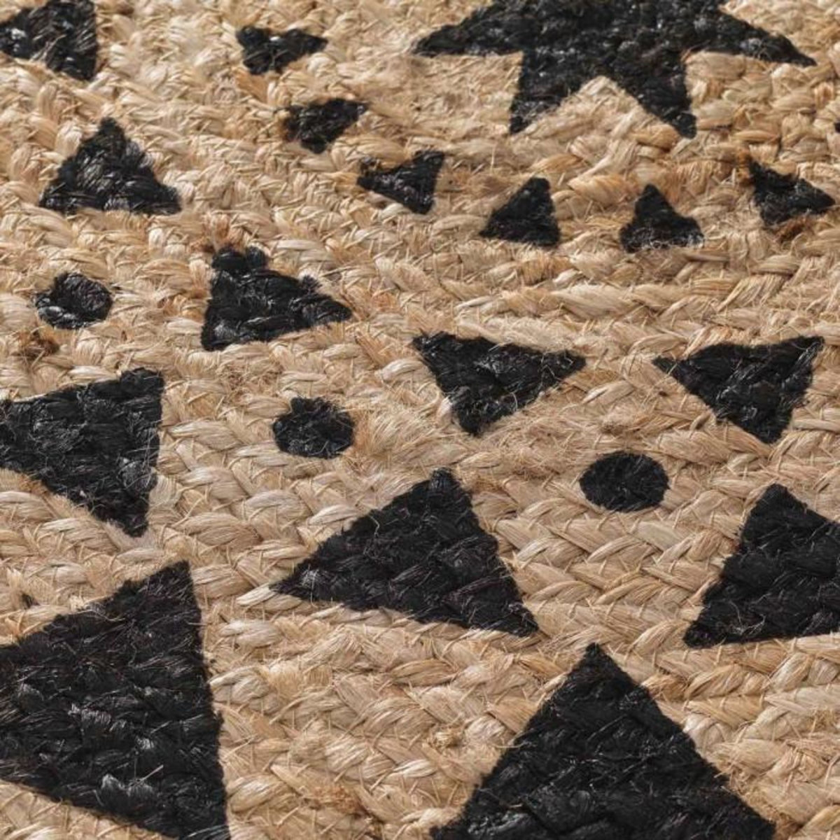 Paris Prix Tapis Déco en Jute Imprimé  Silha  90cm Noir