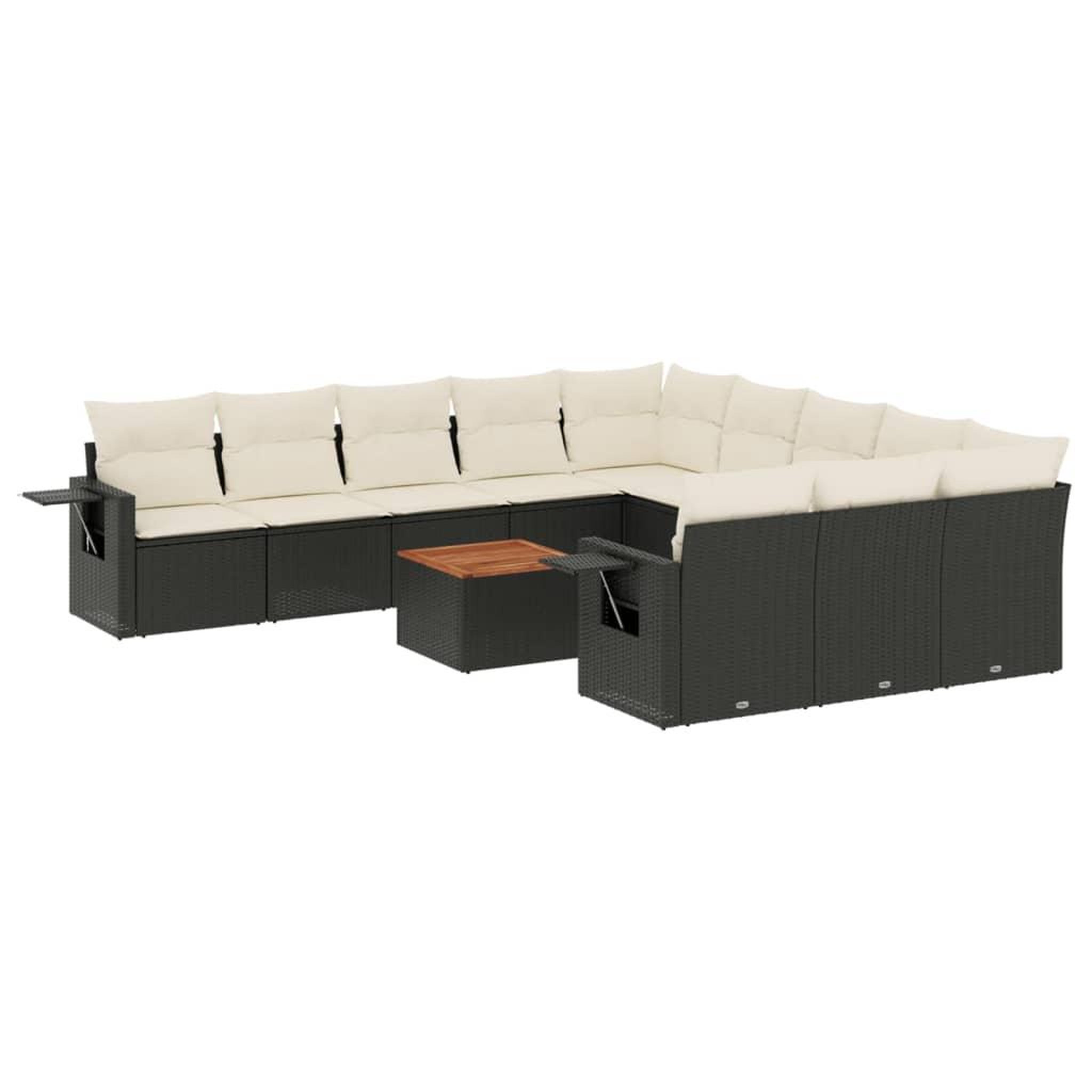 Voir la diapositive 2 : VIDAXL Salon de jardin 12 pcs avec coussins noir resine tressee